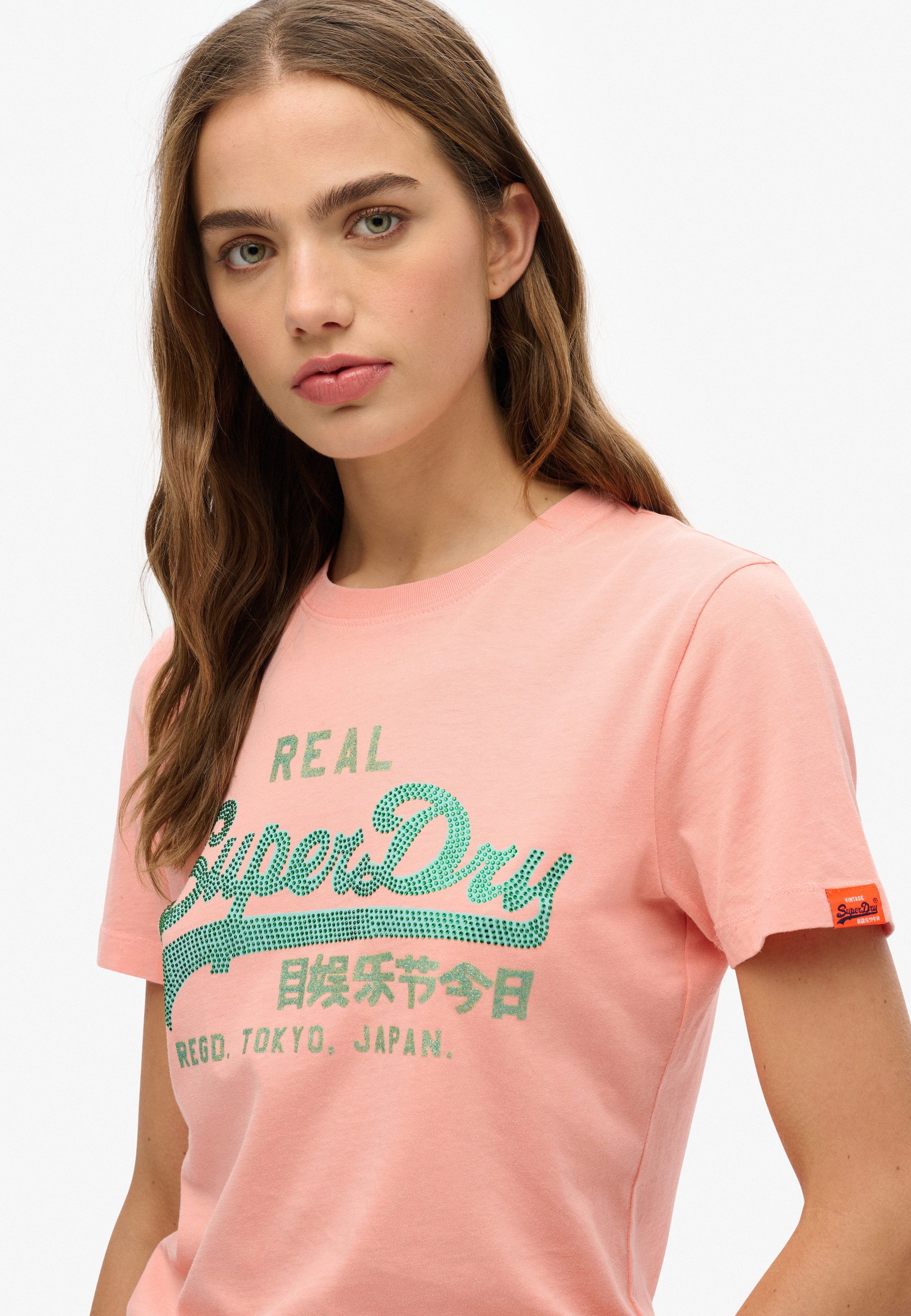 Superdry Kurzarmshirt »VL RHINESTONE SLIM TEE«