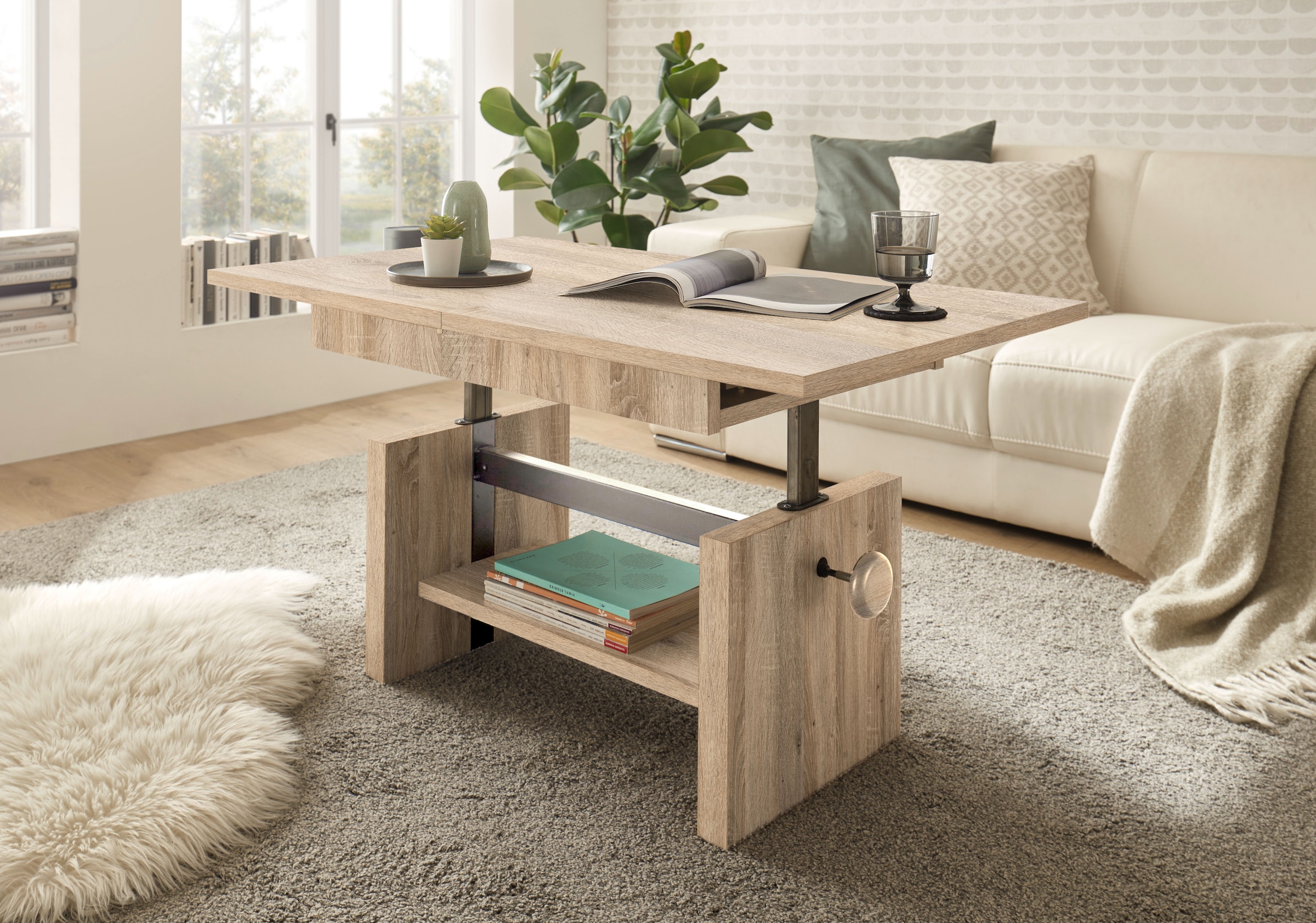 Stolkom Couchtisch »Event höhenverstellbar, ausziehbar, BxHxT 110-150x48-63x65 cm«, Höhenverstellbar mit Liftmechanik und ausziehbar in 3 Farbausführungen