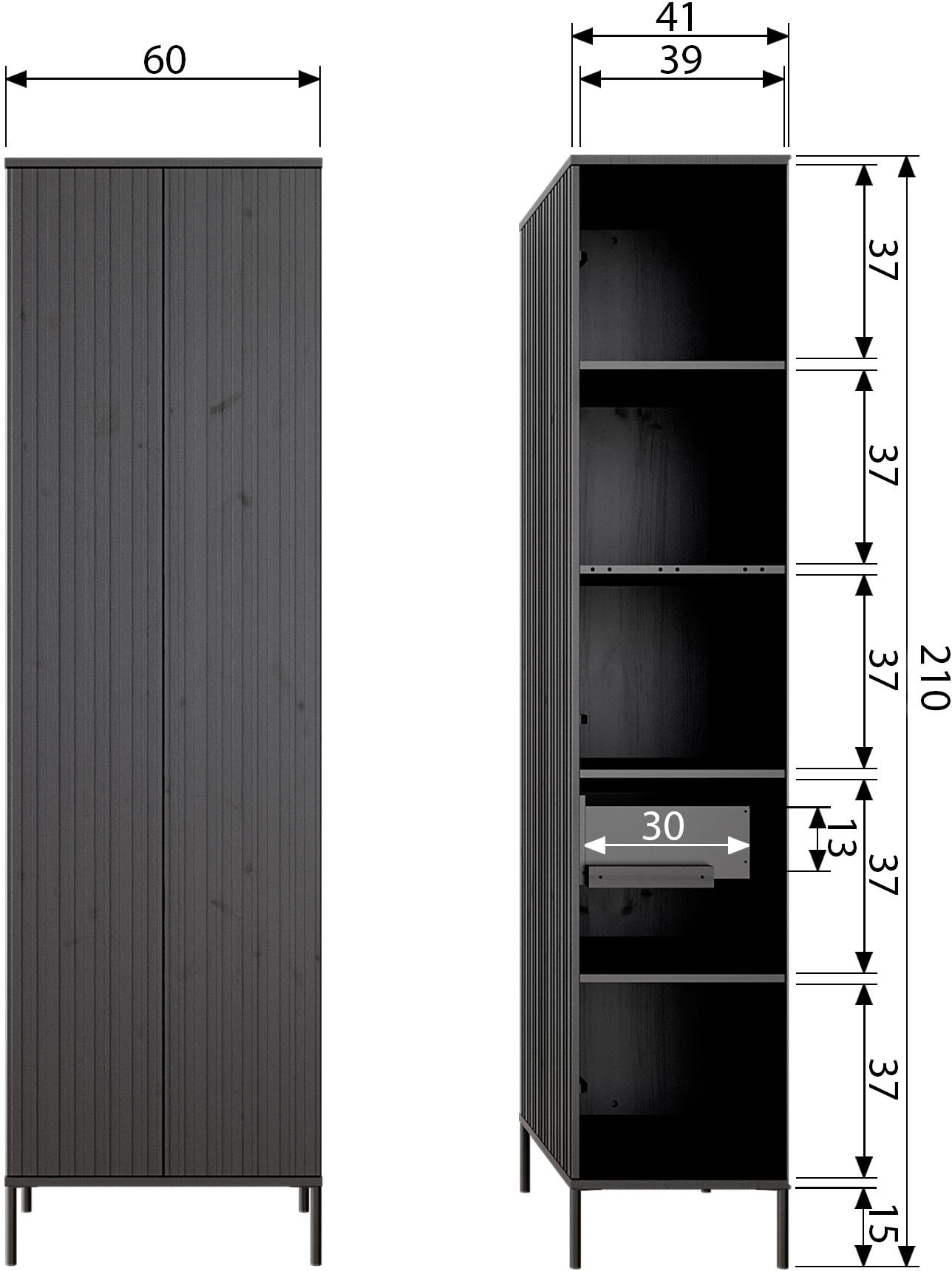 WOOOD Highboard »WOOOD NEW GRAVURE SCHRANK MIT SCHUBLADEN KIEFER DUST [fsc]« Gravure New Hochschrank von WOOOD mit Stauraum, Stil und Push-to-Open