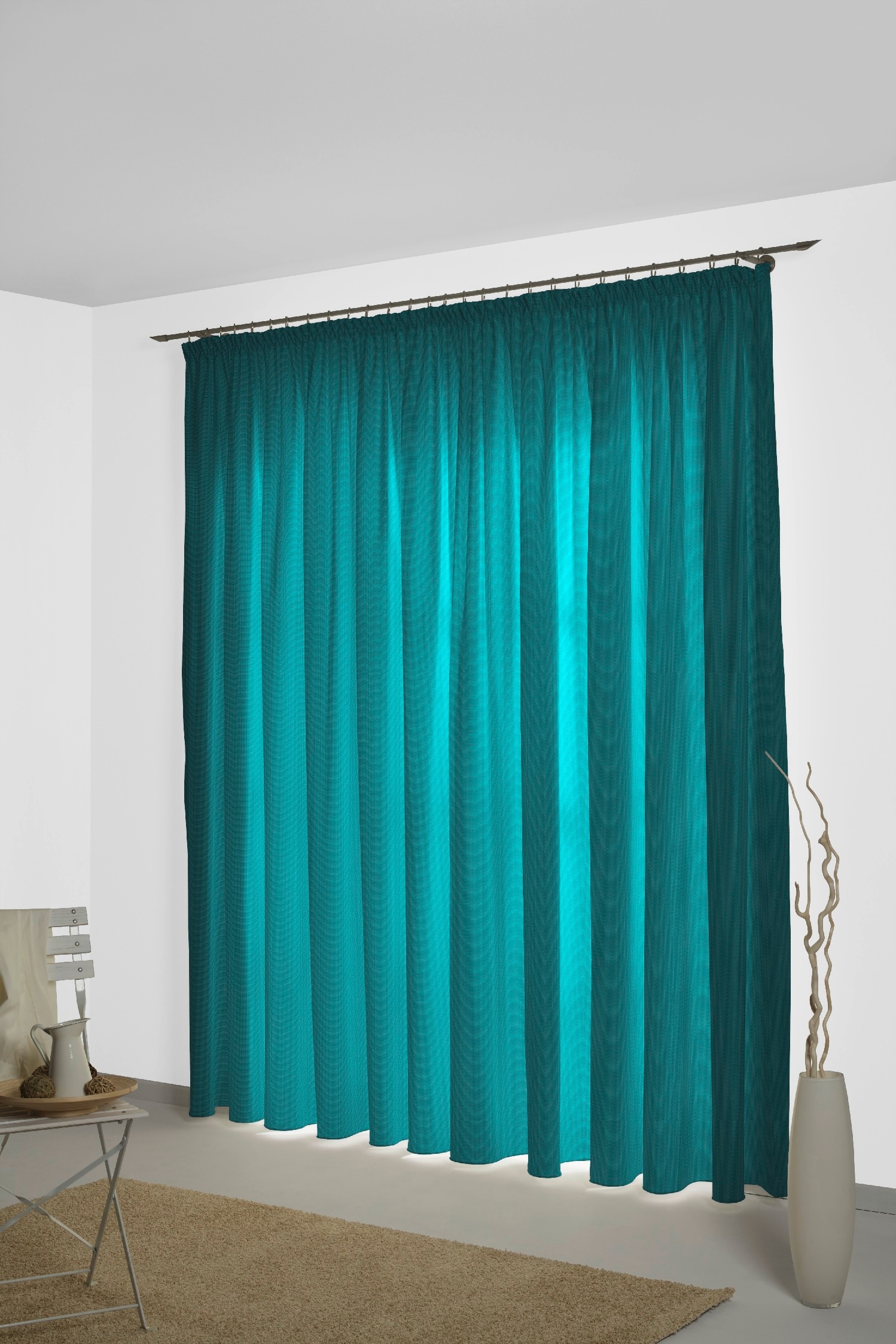 Vorhang WIRTH, B:135cm H:225cm, grün, Jacquard, Baumwolle, Wohnzimmer, Gardinen, "Neveres"