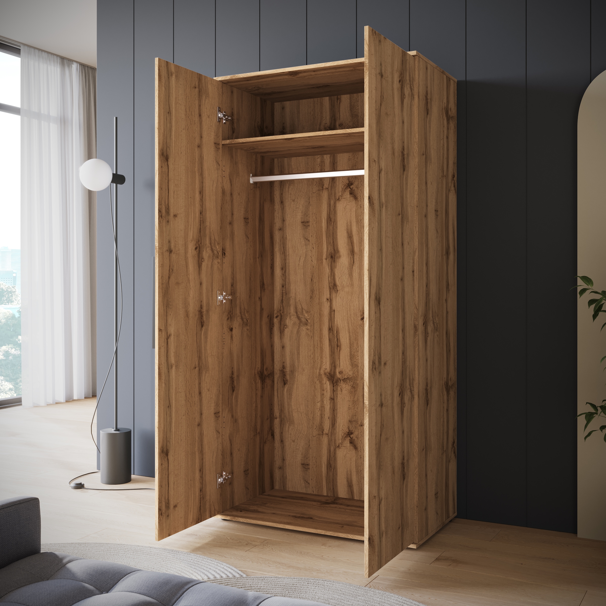 INOSIGN Kleiderschrank »LAGOS Wäscheschrank, Garderobe, schwarze Griffe, Made in Europe«, Moderner Drehtürenschrank, FSC-zertifiziert, Schlafzimmerschrank