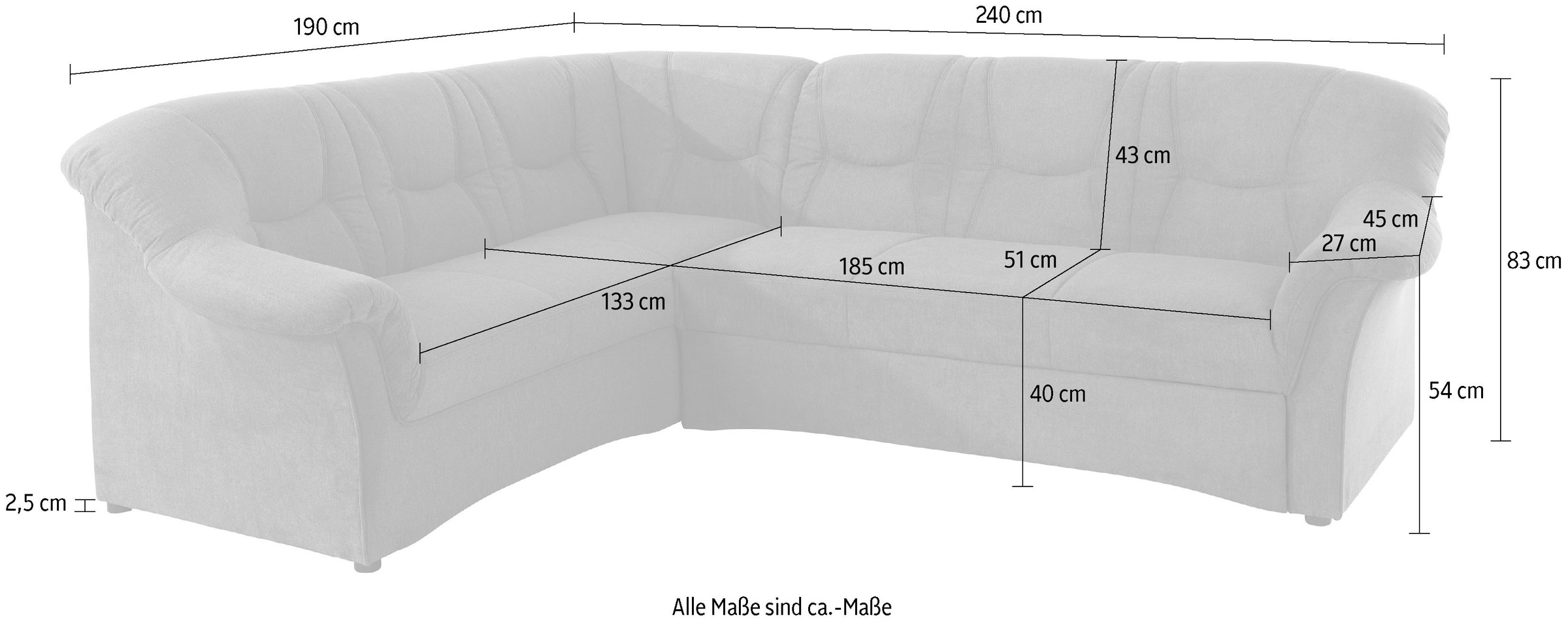 DOMO collection Ecksofa »Sarafina L-Form«, wahlweise mit Bettfunktion, optional mit Federkern