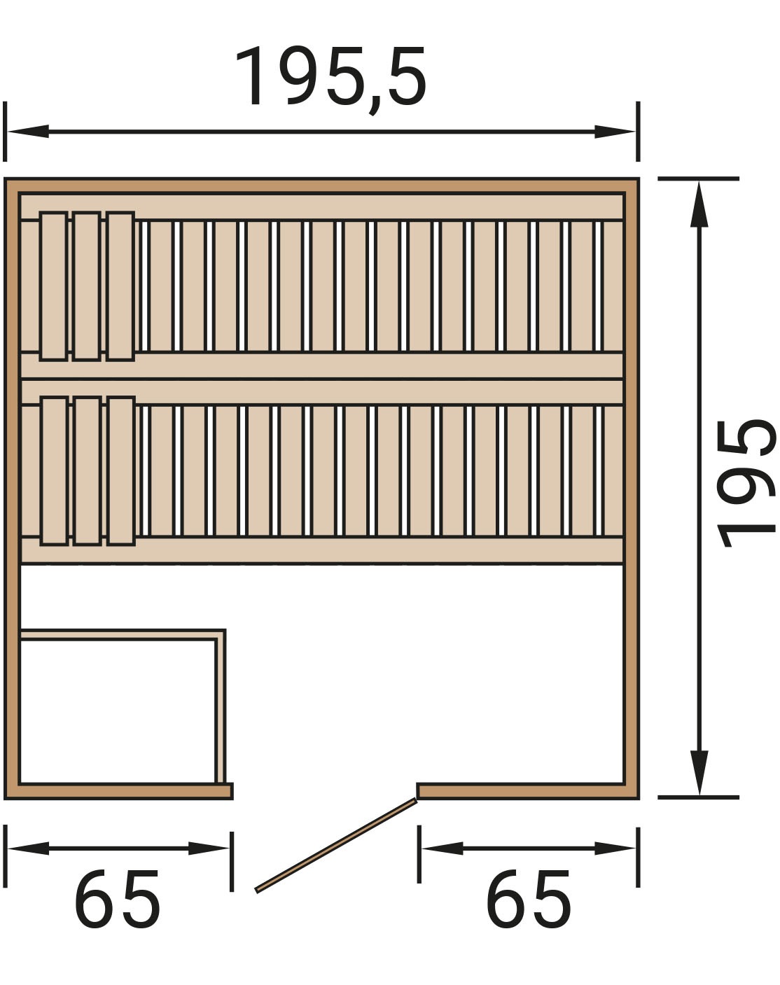 weka Sauna »Massivholzsauna BERGEN 2«, Blockbohlen, moderne Ganzglastür