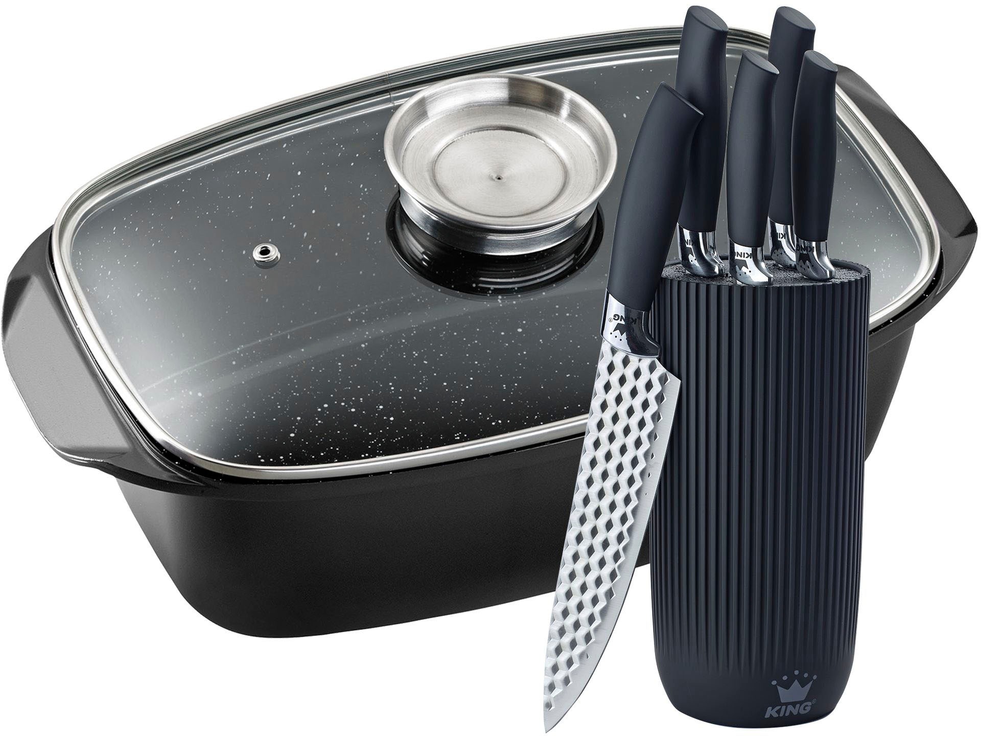 KING Bräter "5 Liter" Set, 5 Küchenmesser inklusive Messerblock, 8 Stk. tlg günstig online kaufen