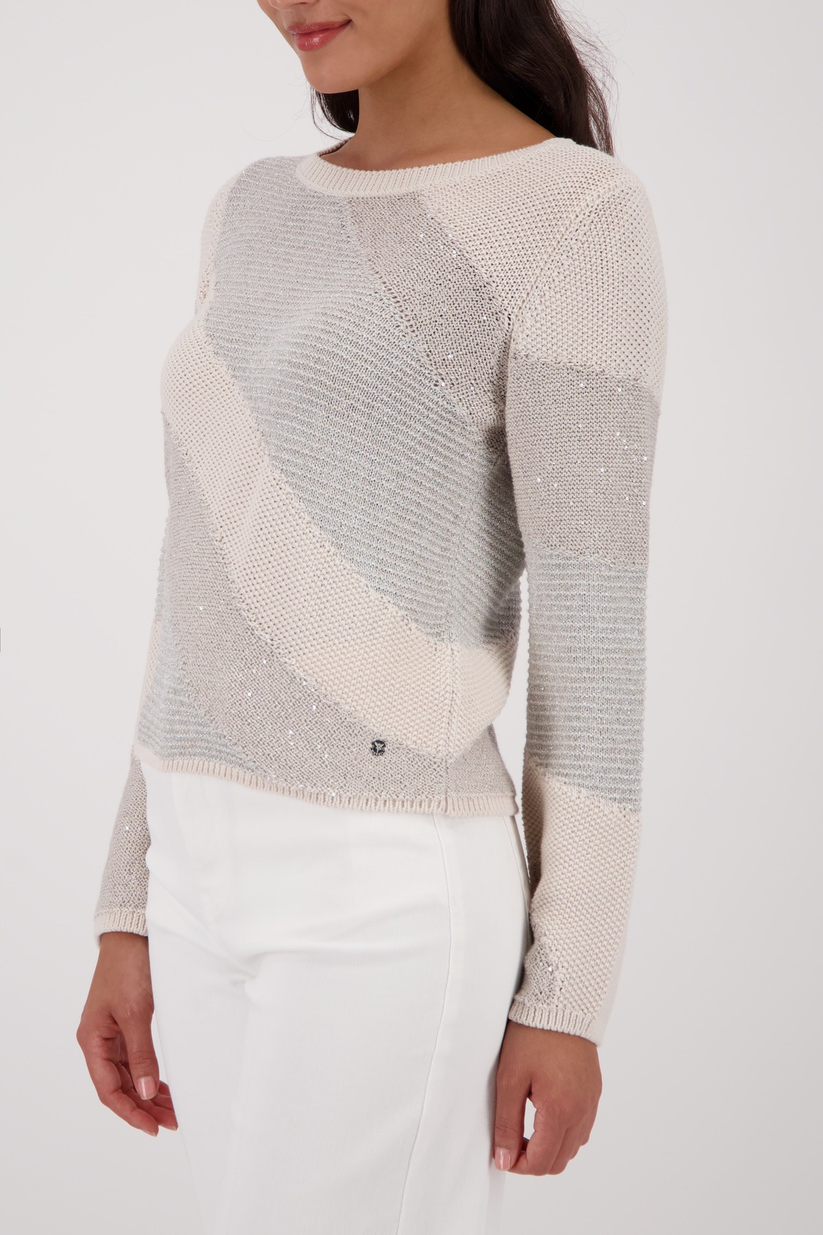 Monari Strickpullover "Pullover Materialmix" Regular fit mit Glanzdetails günstig online kaufen