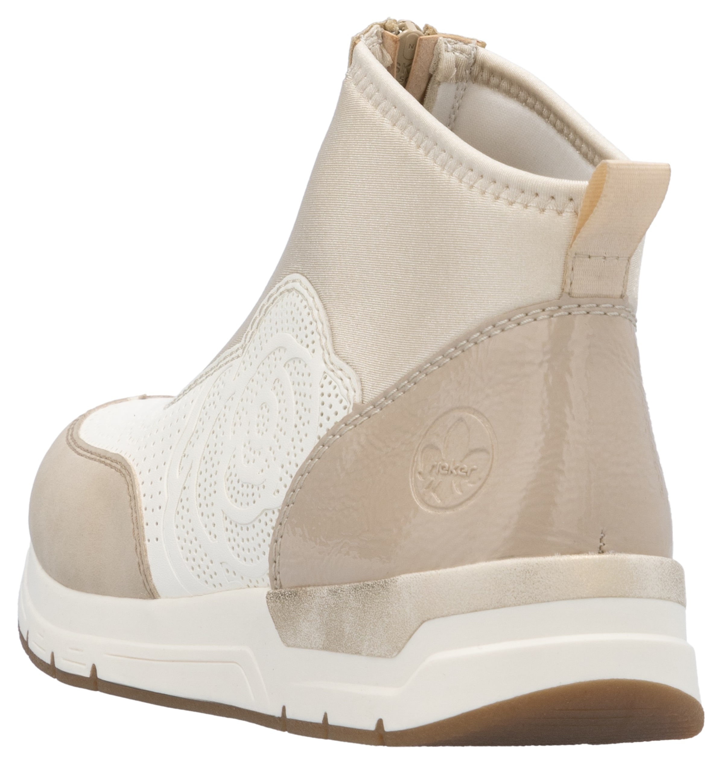 Rieker Keilsneaker, Stiefelette, Boots, Rosenprägung, mit Reißverschluss vorne