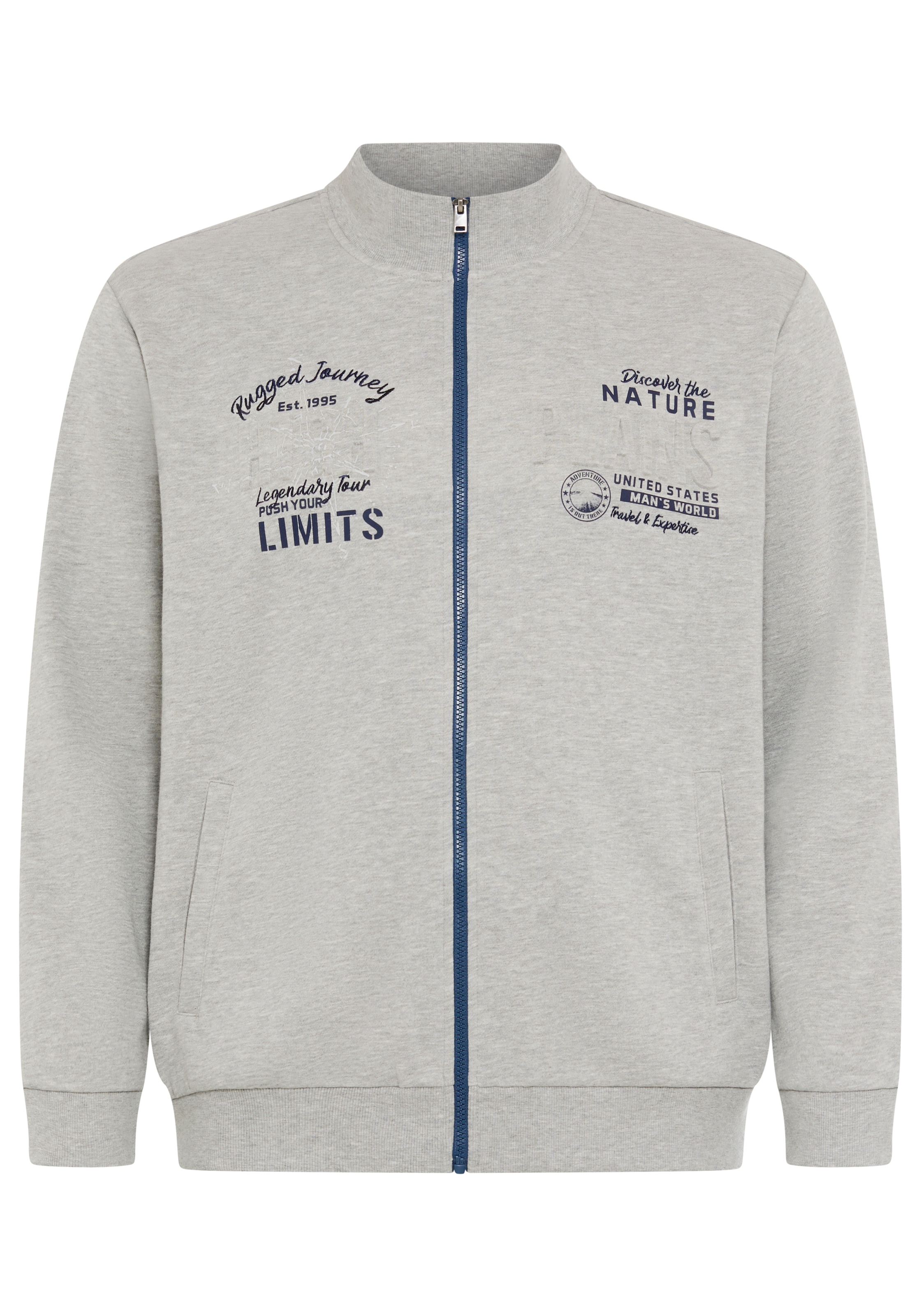 Man's World Plus Sweatjacke aus angerauter Sweatware, Regular Fit, Langarm-Design