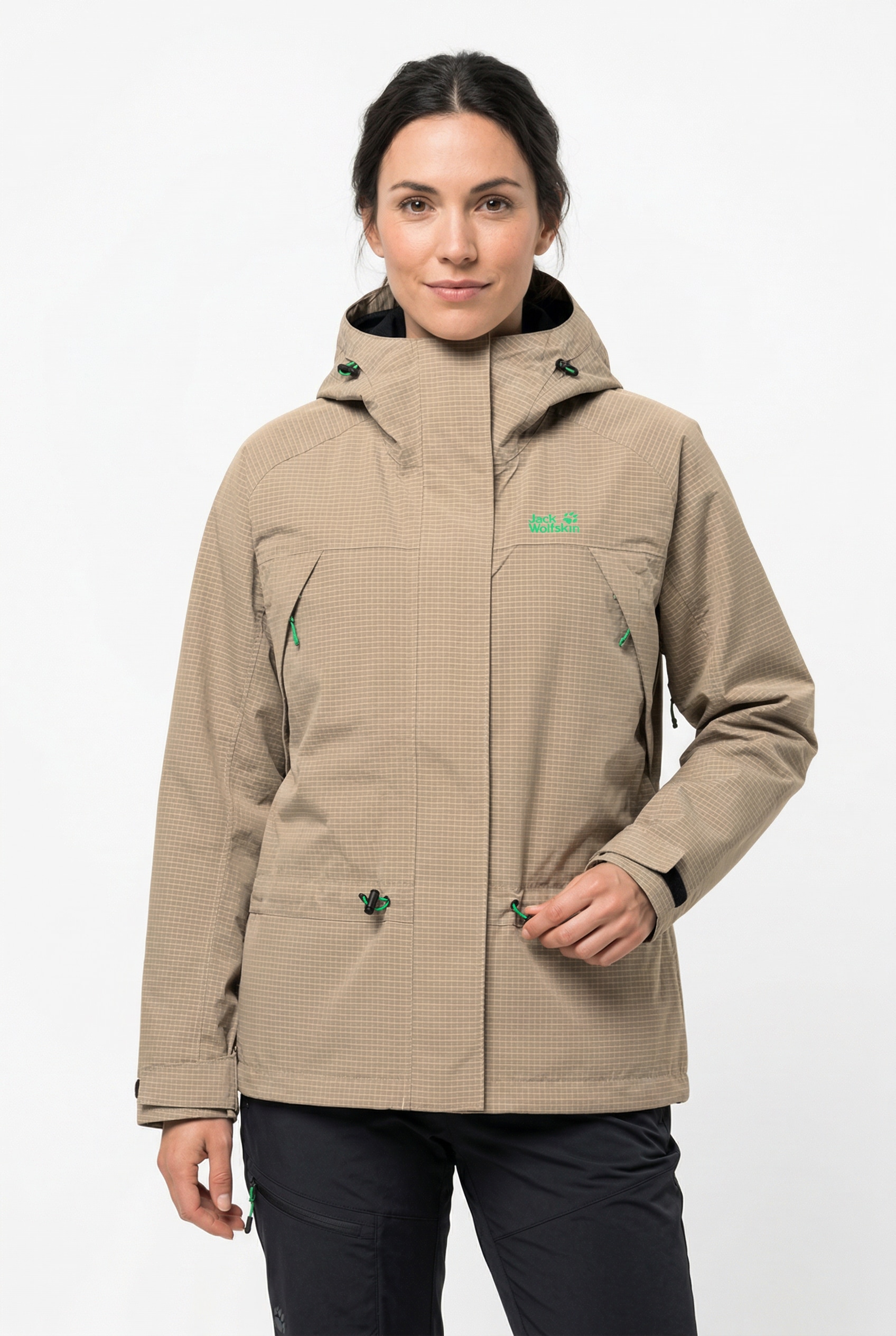 Jack Wolfskin Funktionsjacke "FIND THE WILD 2L JKT W" mit Kapuze mit Reißverschlusstaschen, wasserdicht, atmungsaktiv