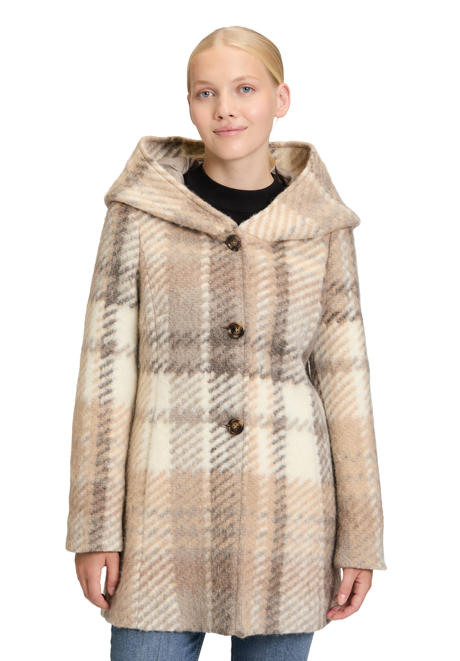 Amber & June Kurzjacke "Amber & June Damen Kurzmantel mit Kapuze", mit Kapu günstig online kaufen