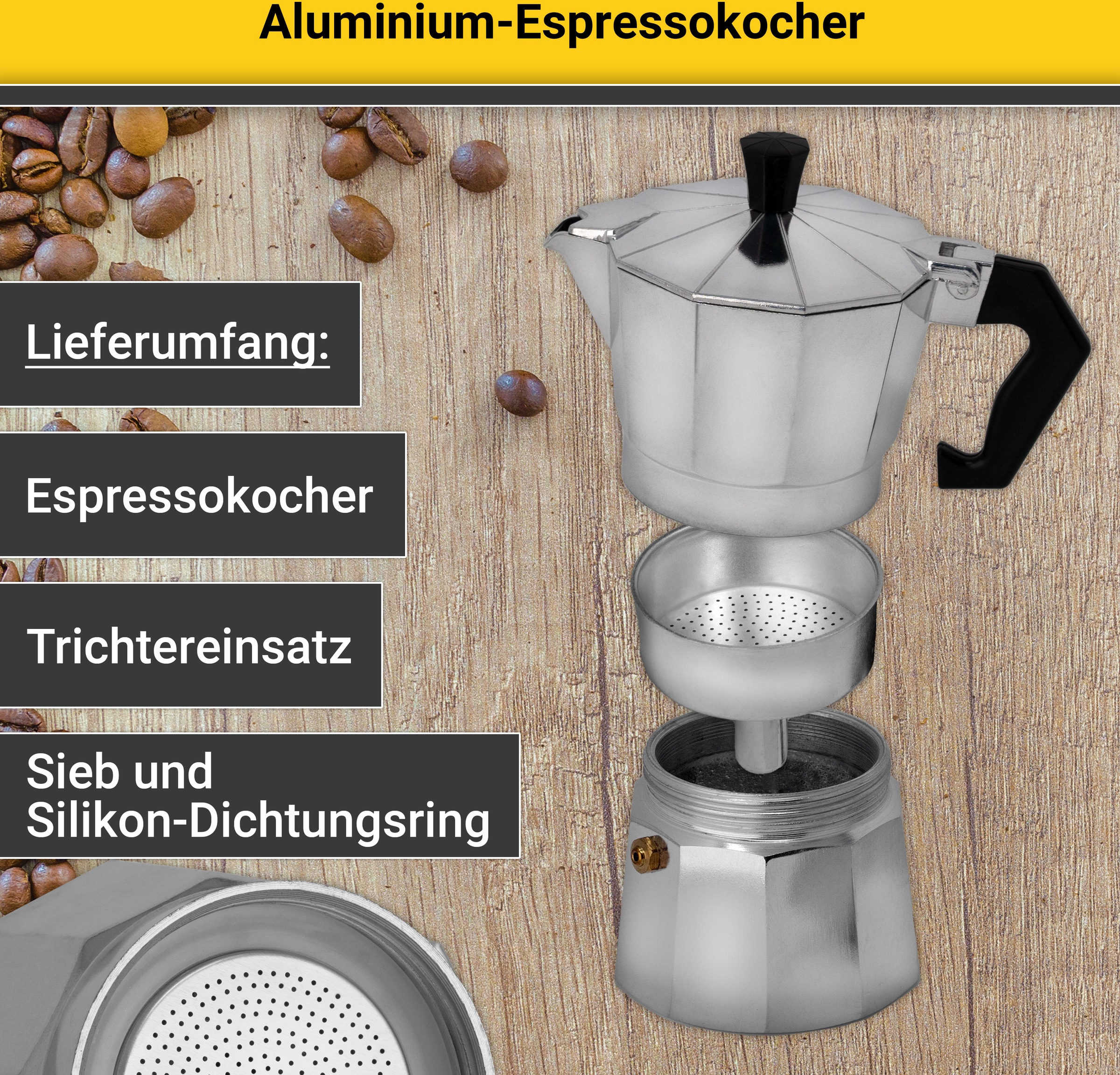 Krüger Espressokocher "Italiano" 0,7 l Kaffeekanne traditionell italienisch günstig online kaufen