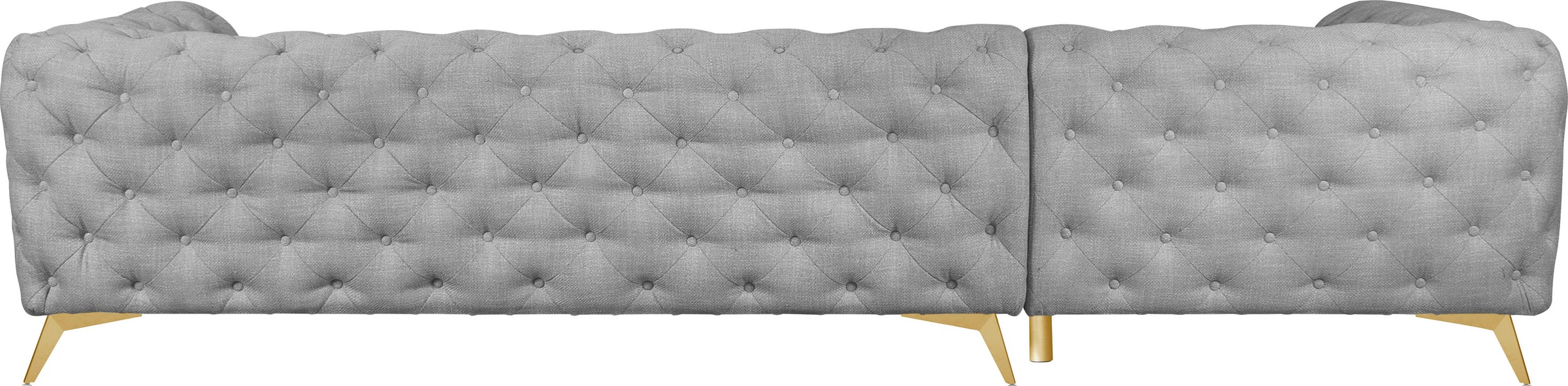 Leonique Chesterfield-Sofa »Ecksofa GLYNIS L-Form mit Wellenunterfederung, Maße B/T/H 323/264/75cm«, aufwändige Knopfheftung, moderne Chesterfield Optik, Fußfarbe wählbar