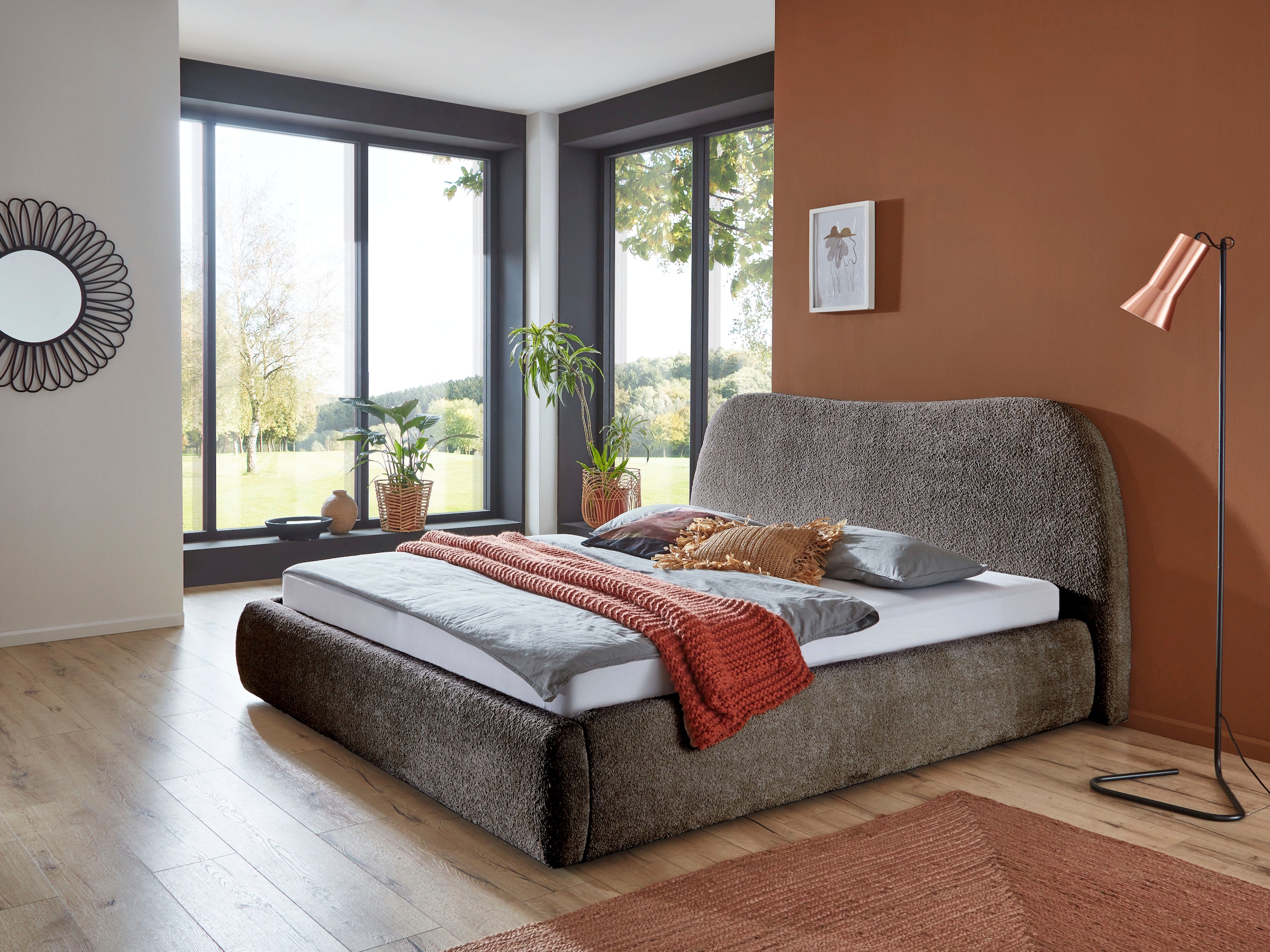 ATLANTIC home collection Polsterbett "Sophie" mit oder ohne Stauraum, hochwertiger Bouclé-Bezug