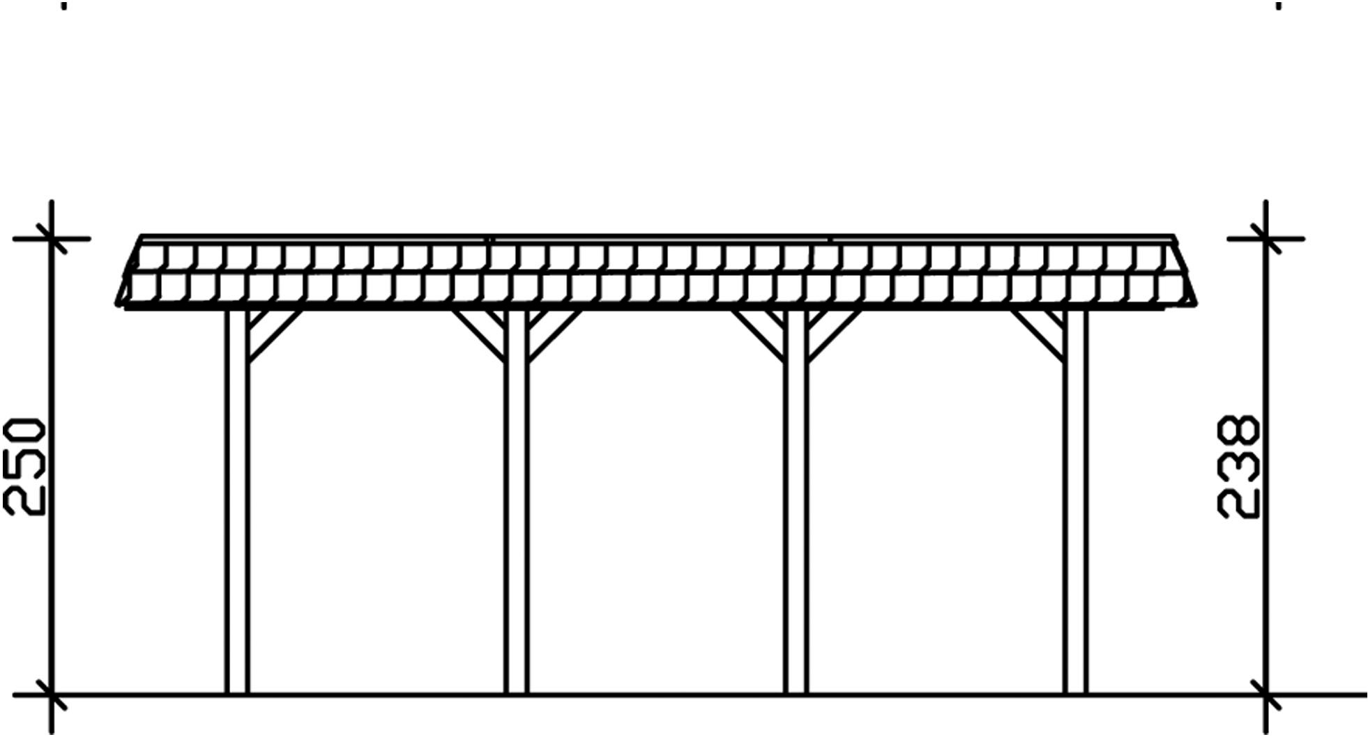 Skanholz Doppelcarport »Spreewald«, Nadelholz, 530 cm, Nussbaum, 585x589cm mit Aluminiumdach rote Blende