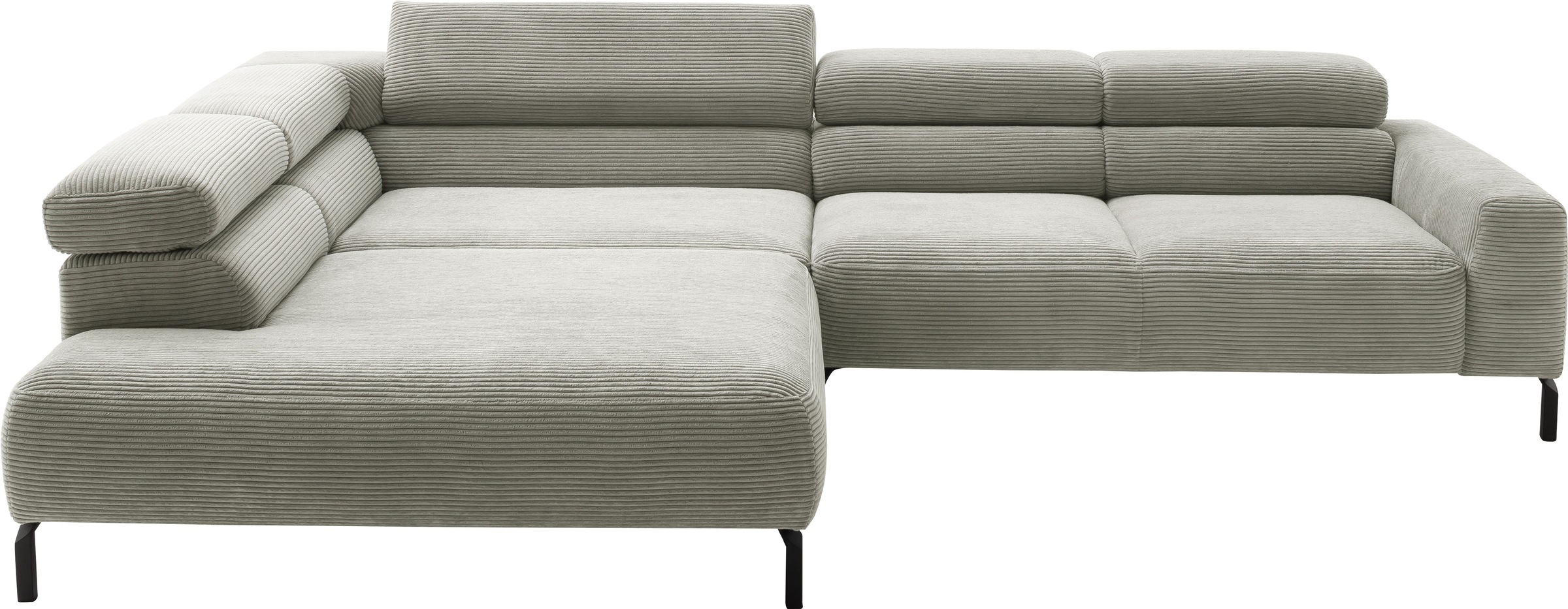 Places of Style Ecksofa »Antonelli, L-Form, inkl. Kopfteilverstellung, Breite 312 cm«, mit elektrischer Sitztiefenverstellung, in Cord, stone