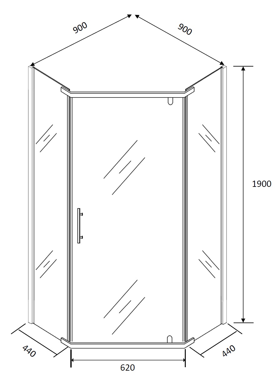 Sanotechnik Fünfeckdusche »Fünfeckduschkabine schwarz« Maße: 90x90x190cm