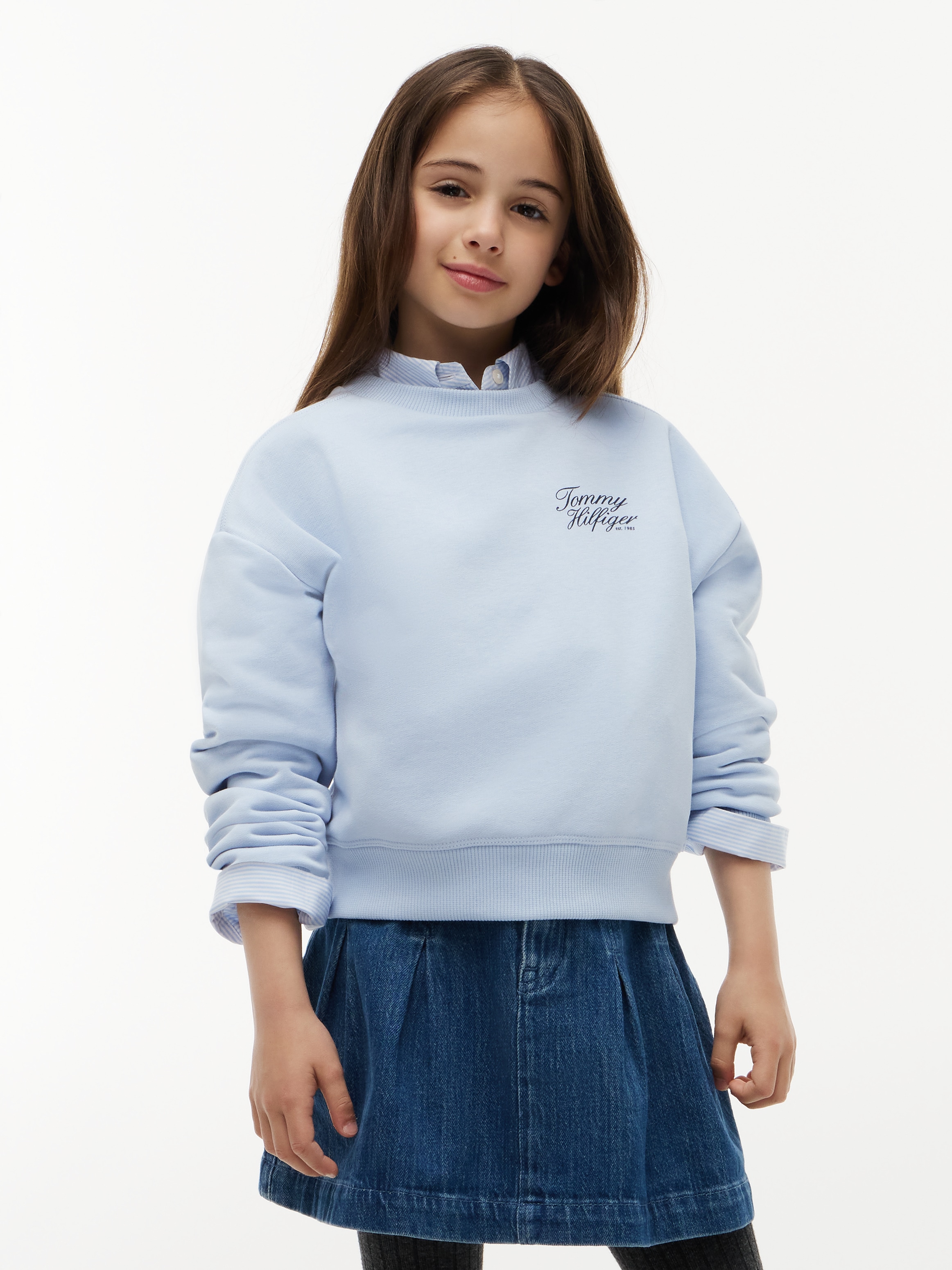 Tommy Hilfiger Sweatshirt "TOMMY SCRIPT PRINTED SWEATSHIRT", Rundhalsausschnitt, Regular Fit, Kinder bis 16 Jahre