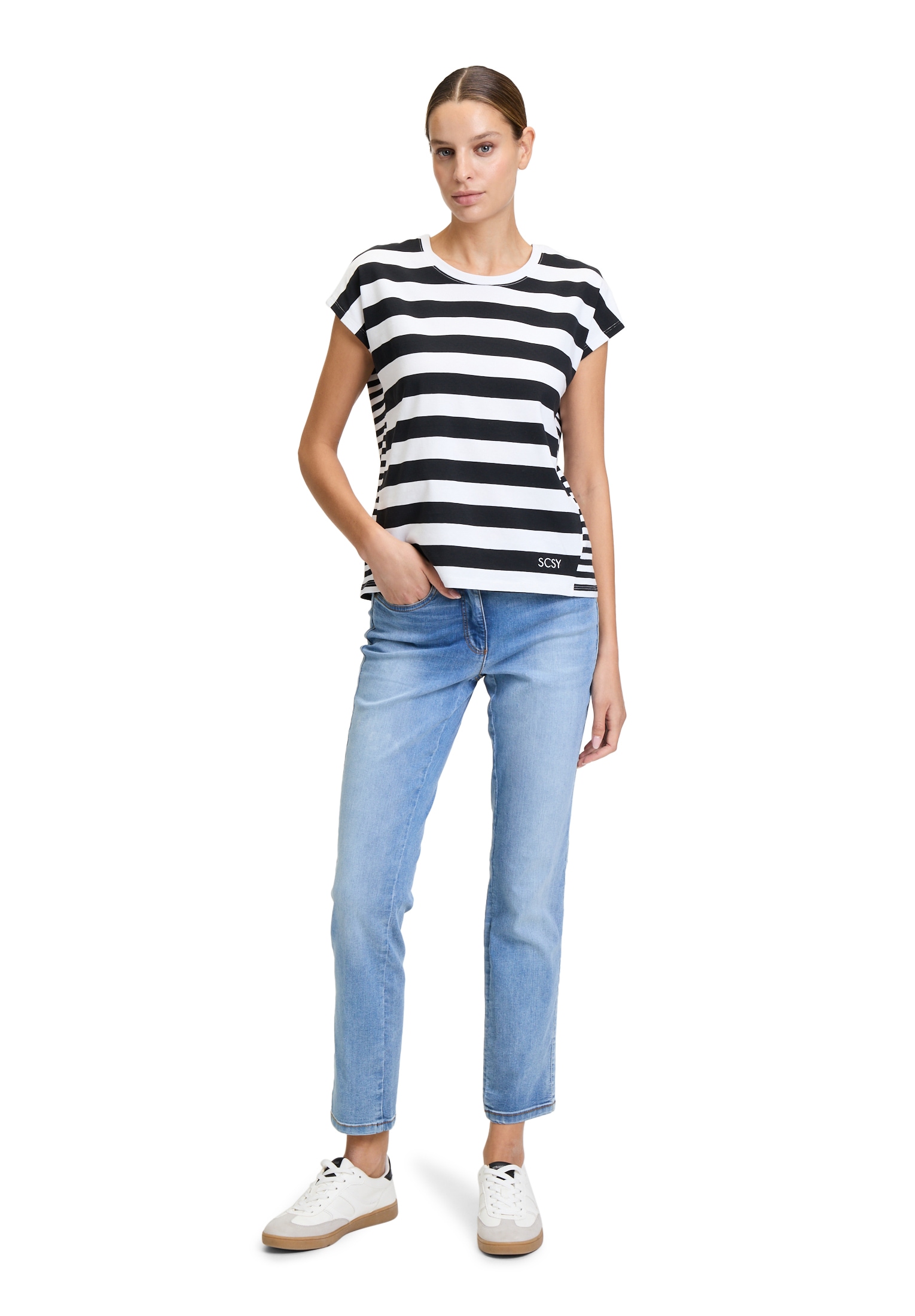 Betty Barclay Kurzarmshirt »Betty Barclay Basic Shirt mit Streifen«, (1 tlg.), Materialmix