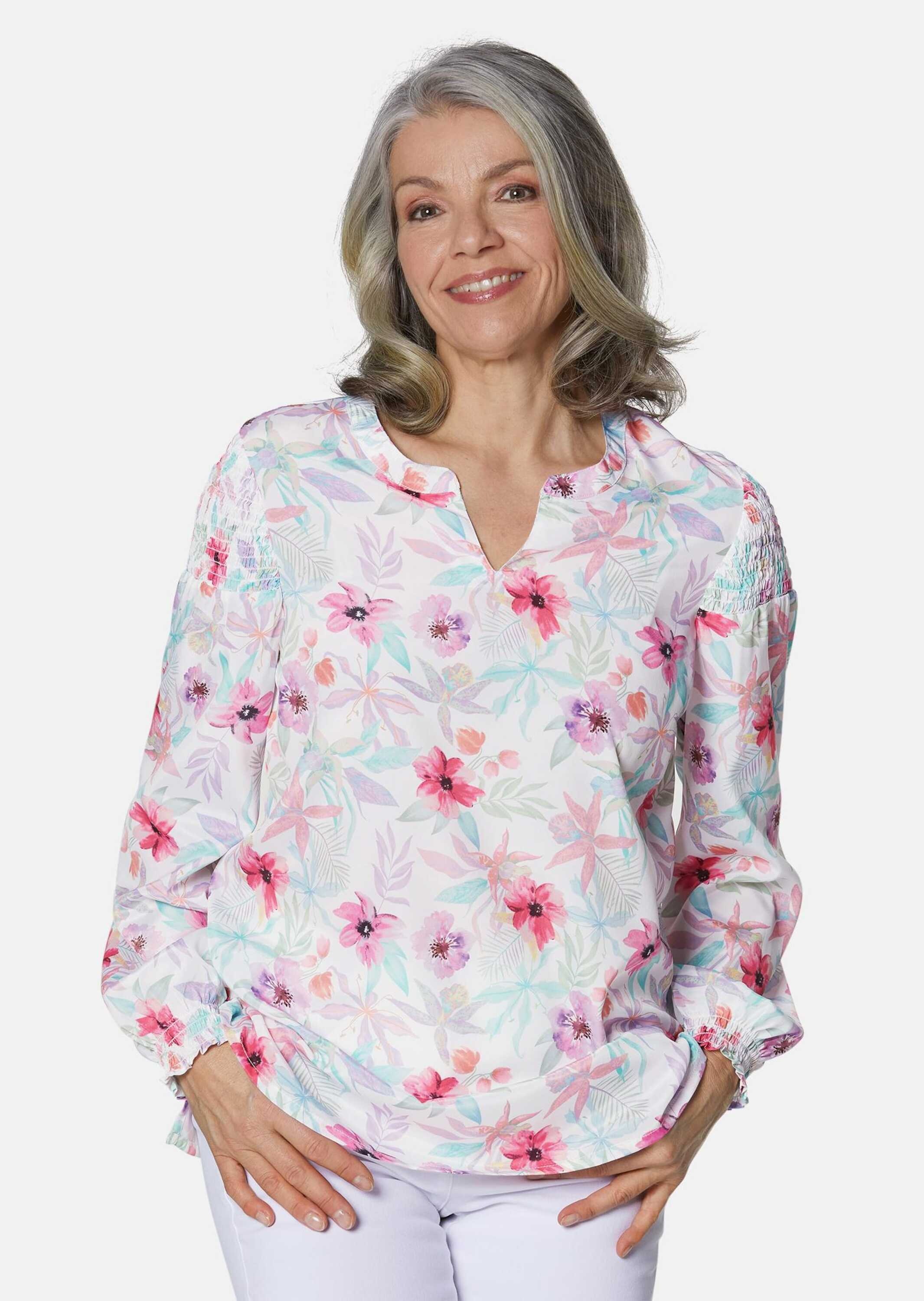 GOLDNER Druckbluse »Druckbluse Druckbluse aus pflegeleichtem Polyester«