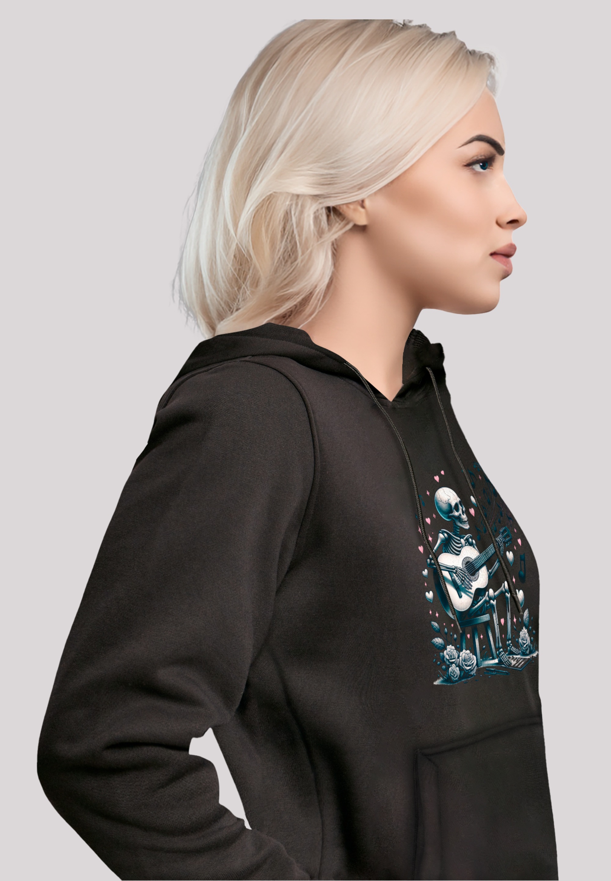 F4NT4STIC Kapuzenpullover »Skelett spielt Gitarre, Musik, Liebe«, Premium Qualität