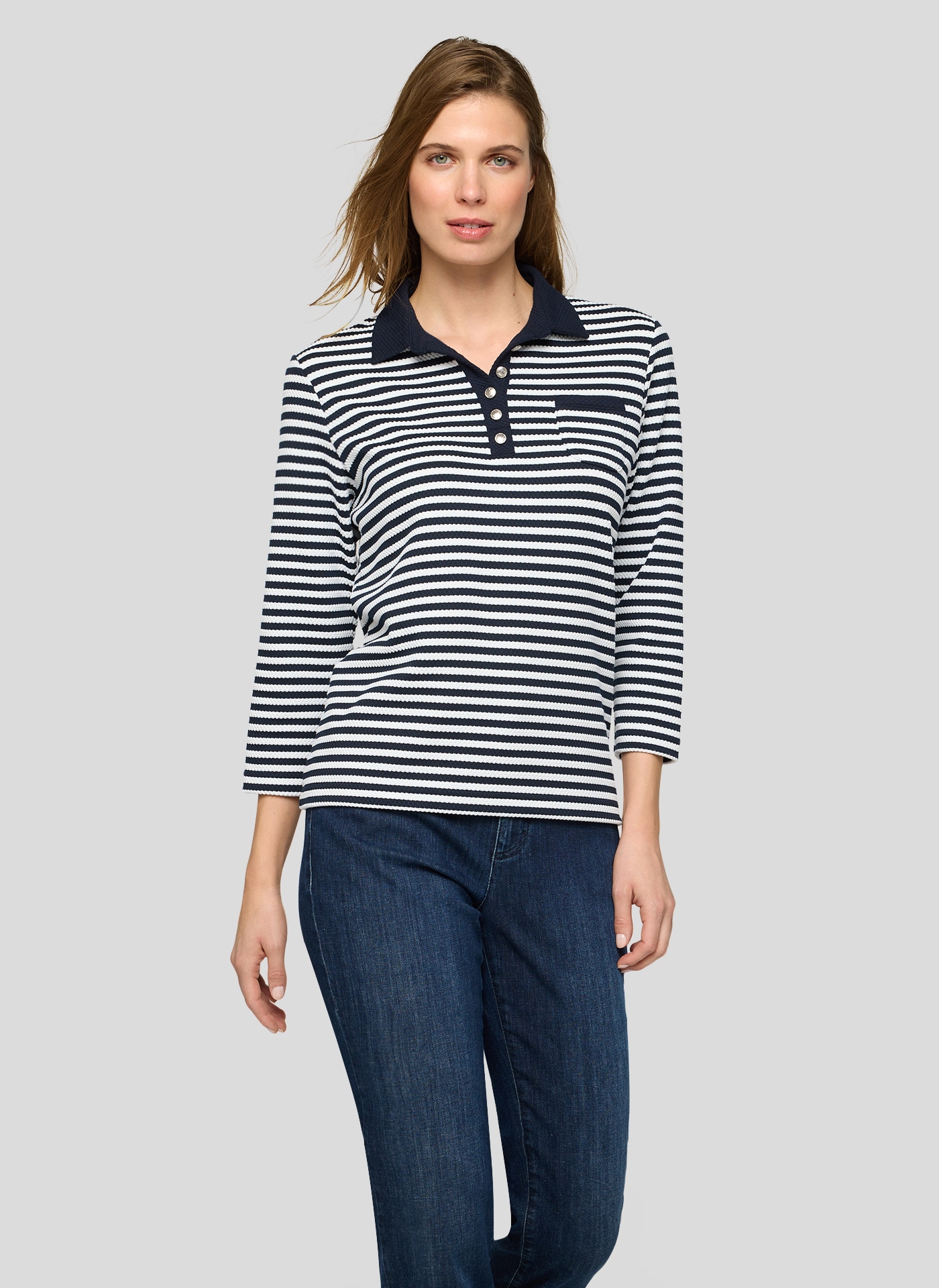 Rabe 3/4-Arm-Shirt mit Streifen Muster günstig online kaufen