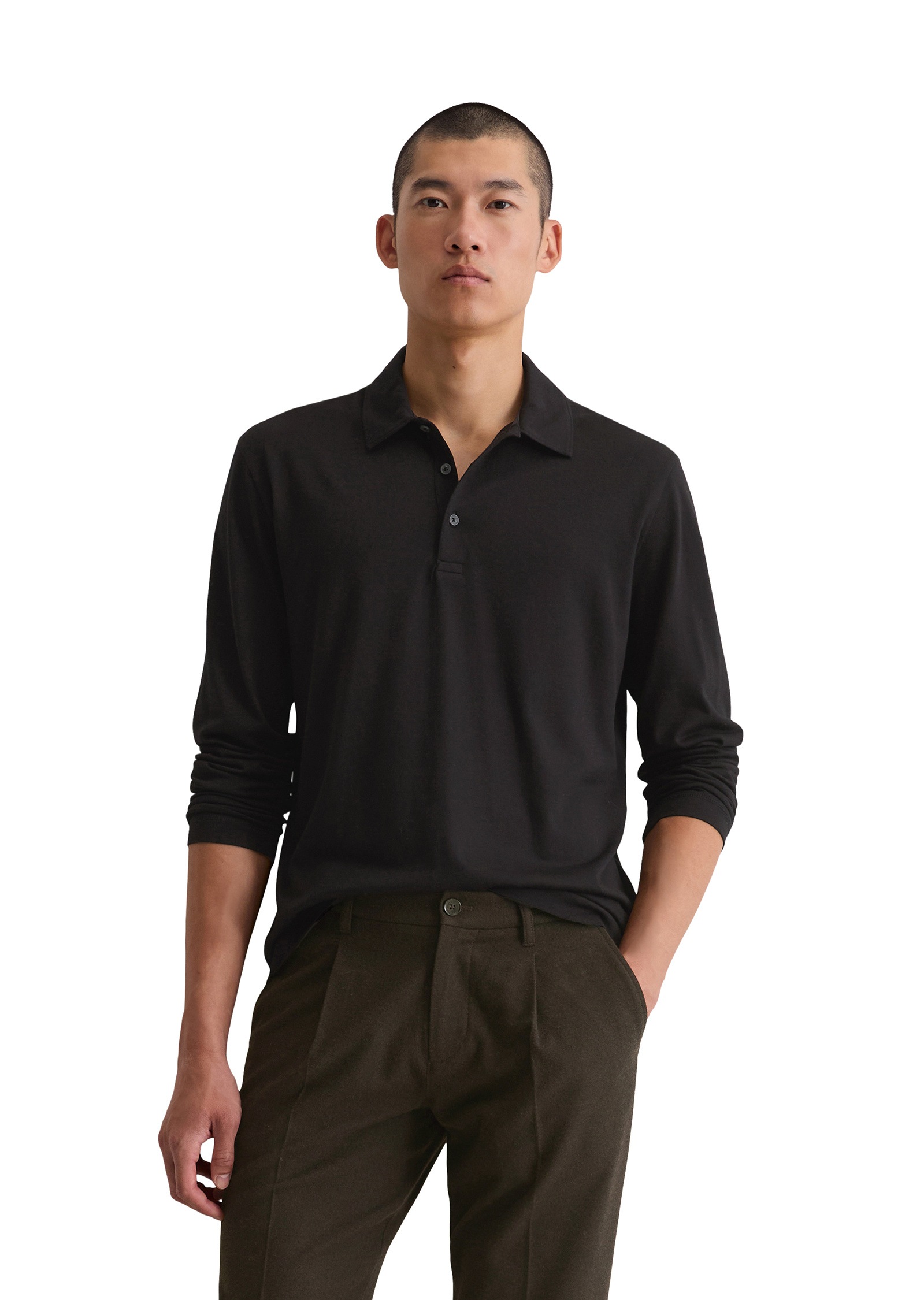 Marc O'Polo Langarm-Poloshirt »aus weichem Wool Blend Jersey«