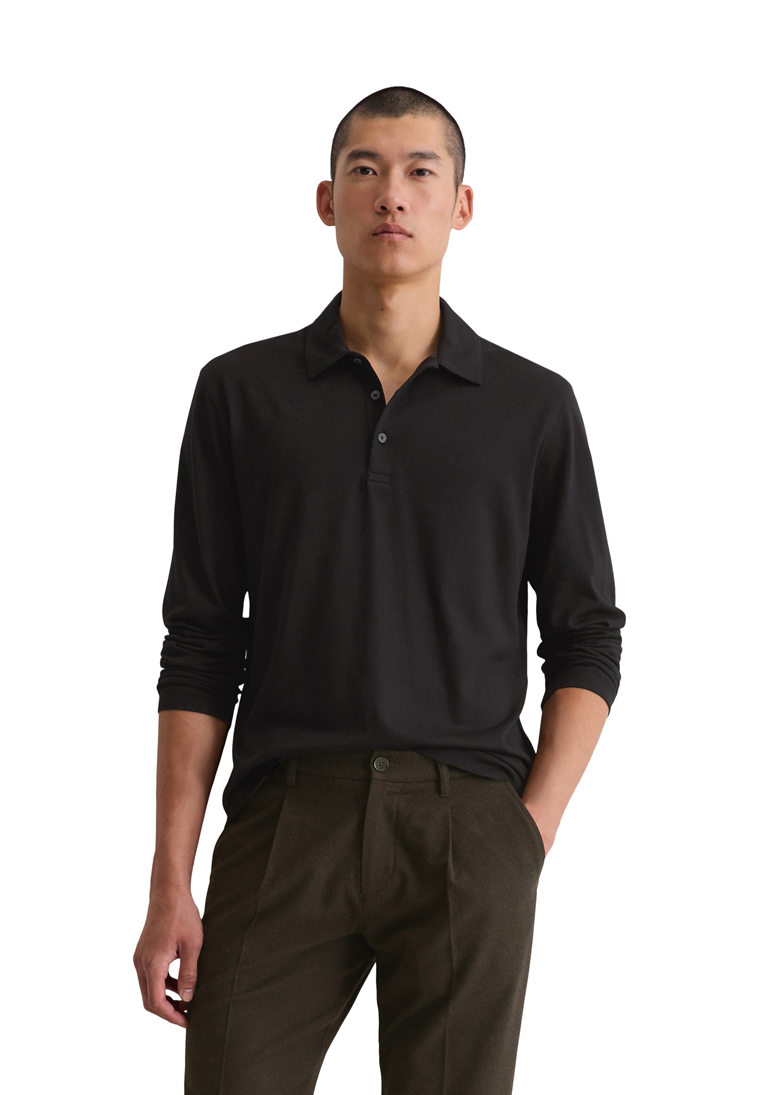 Marc OPolo Langarm-Poloshirt "aus weichem Wool Blend Jersey" günstig online kaufen