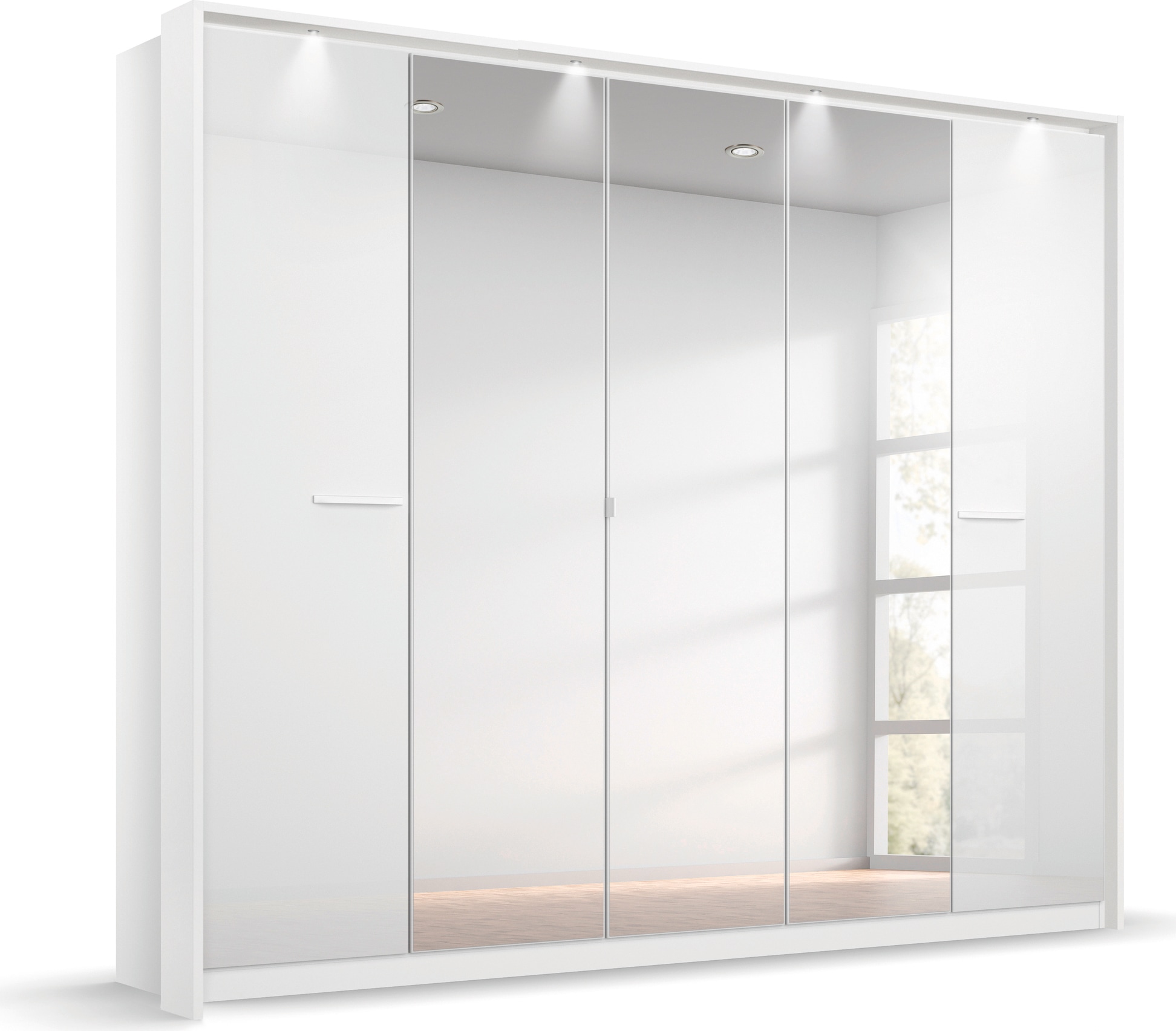 OTTO home Kleiderschrank "Mehrzweckschrank Aktenschrank Möbel Mietswohnung Schlafzimmer OTELI" erhältlich in Breiten 230/275 cm inkl. Innenschubladen und extra Böden, inkl. Passepartout optional mit Beleuchtung MADE IN GERMANY