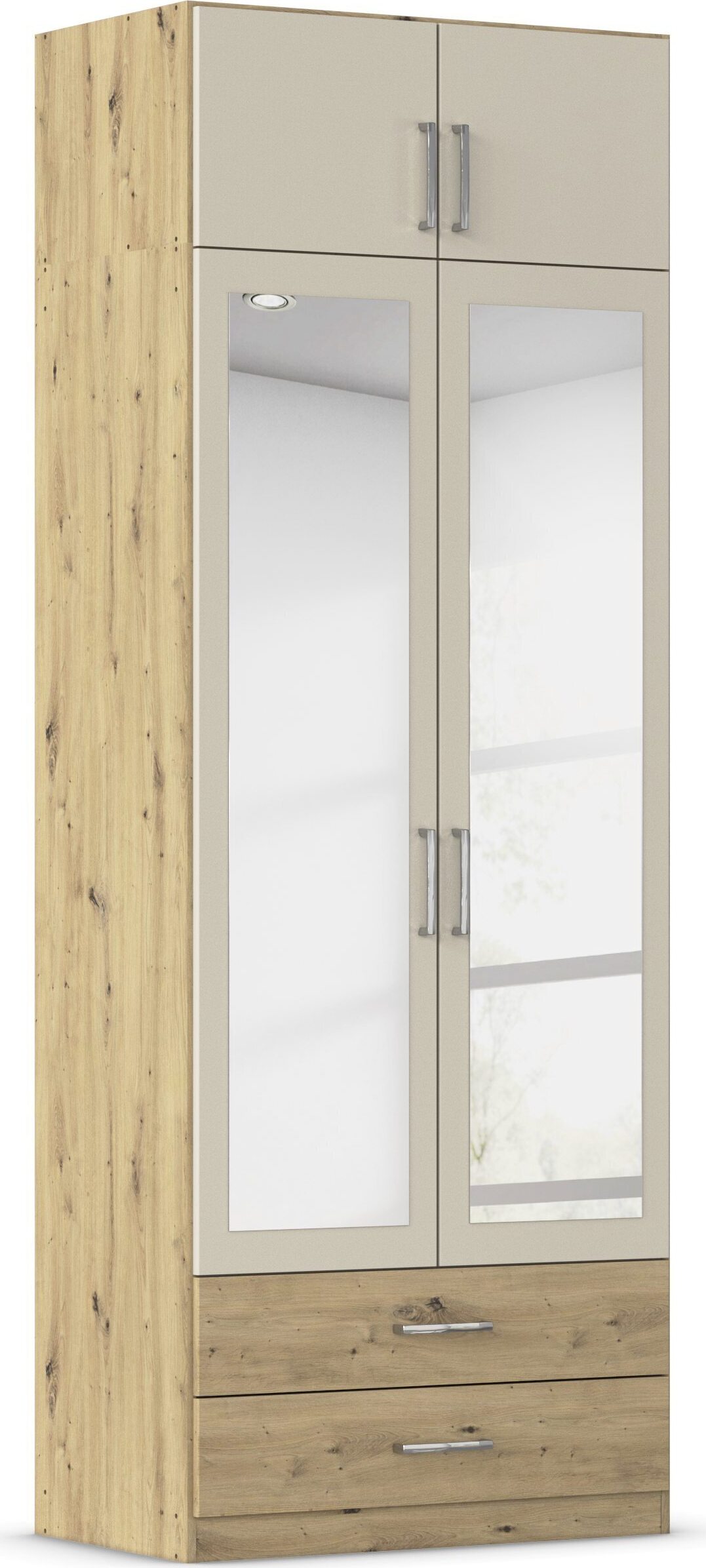rauch Kleiderschrank "Schrank Garderobe Wäscheschrank GAMMA in 4 Breiten 91-226 cm" 3 verschiedene Ausstattungen BASIC/CLASSIC/PREMIUM (inkl. SOFT-CLOSE), mit Schubladen und Schrankaufsatz sowie Spiegel MADE IN GERMANY