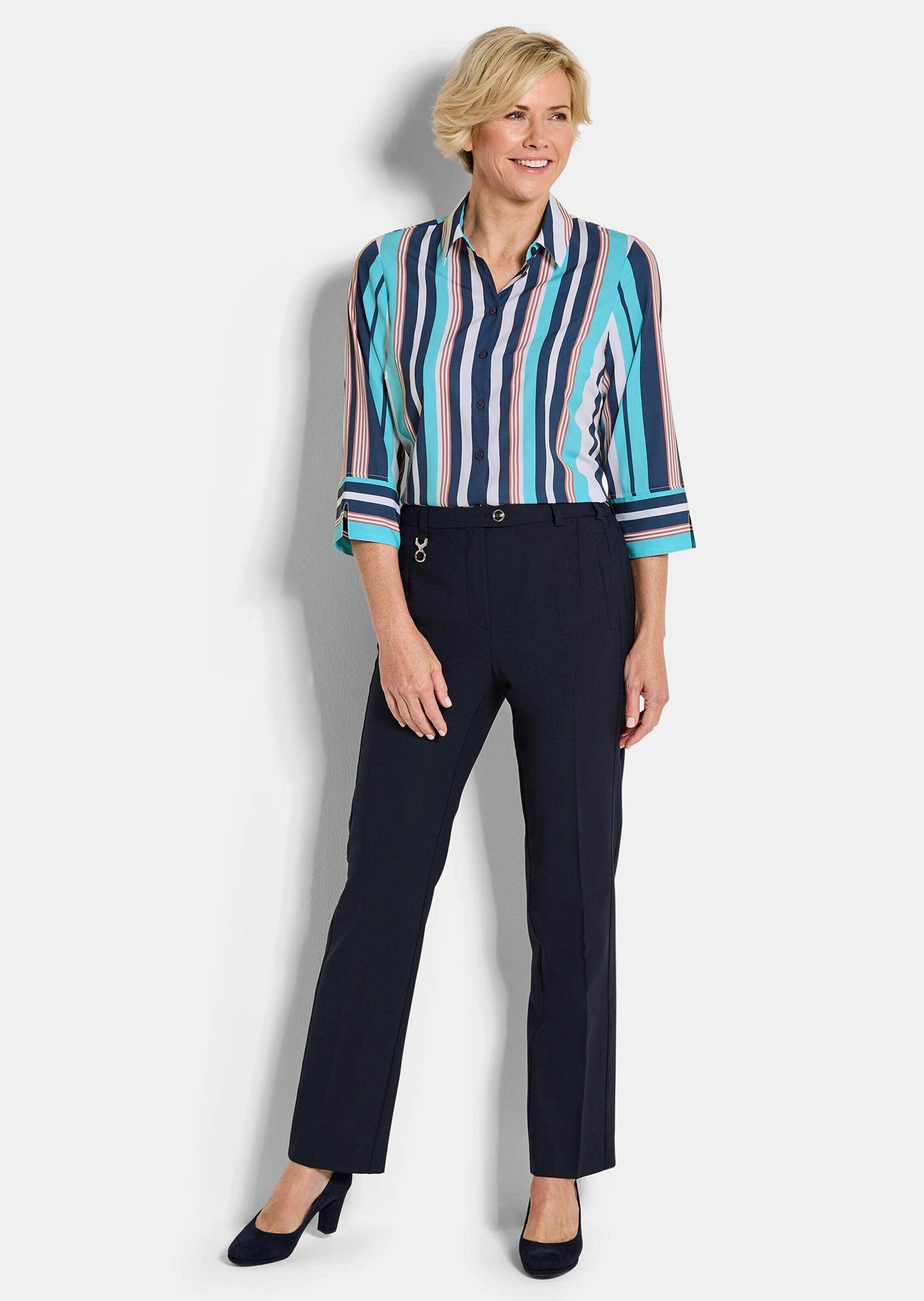 GOLDNER Hemdbluse "Blusenshirt mit Streifenmuster" Umschlagmanschette günstig online kaufen