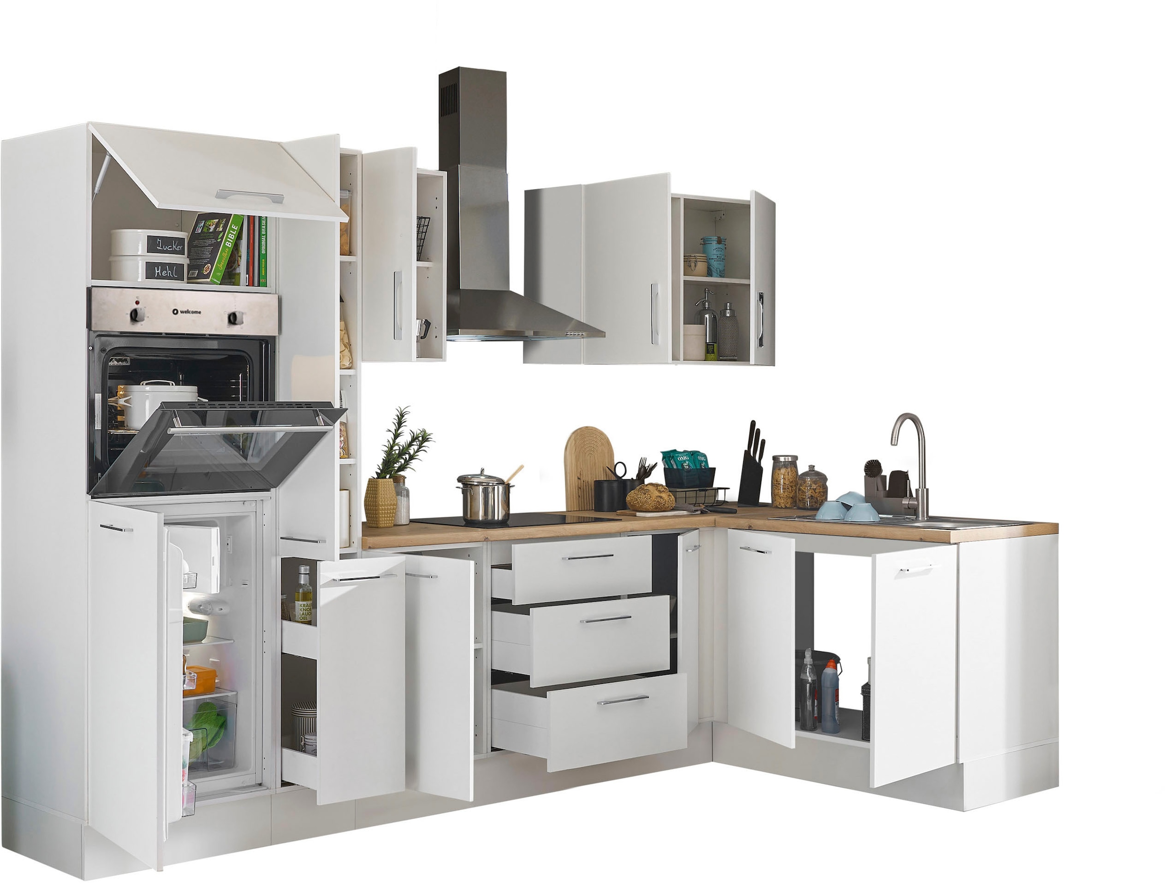 BASIC by Balculina Winkelküche »Turin«, Stellbreite 300x175 cm, wahlweise mit E-Geräten