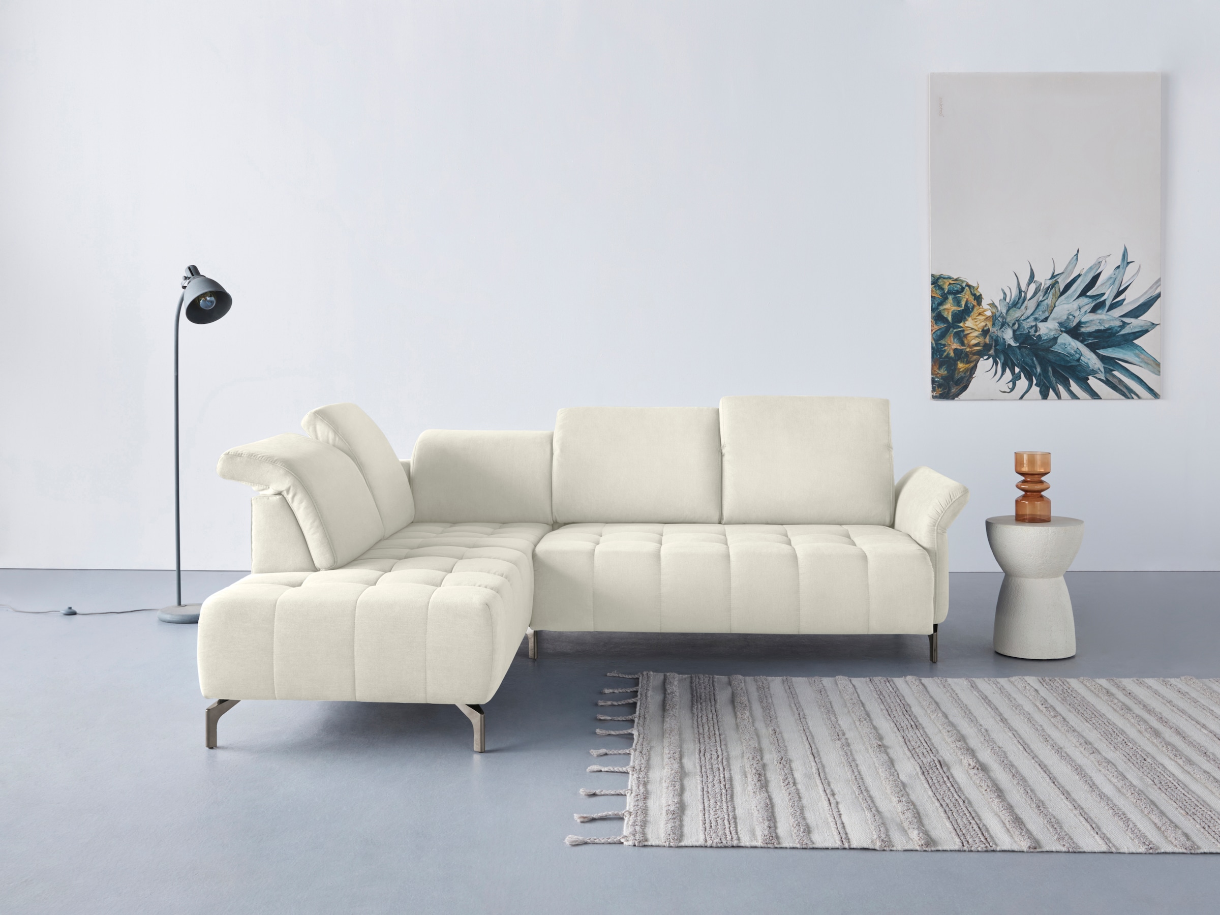 OTTO home Ecksofa "Fresh L-Form" Federkern, wahlweise Kopfteilverstellung und motorischer Vorziehsitz