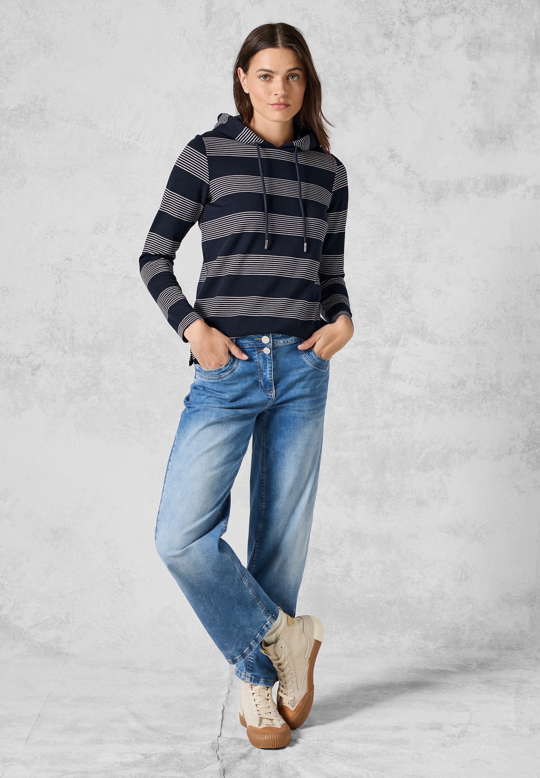 Cecil Langarmshirt, mit Materialmix