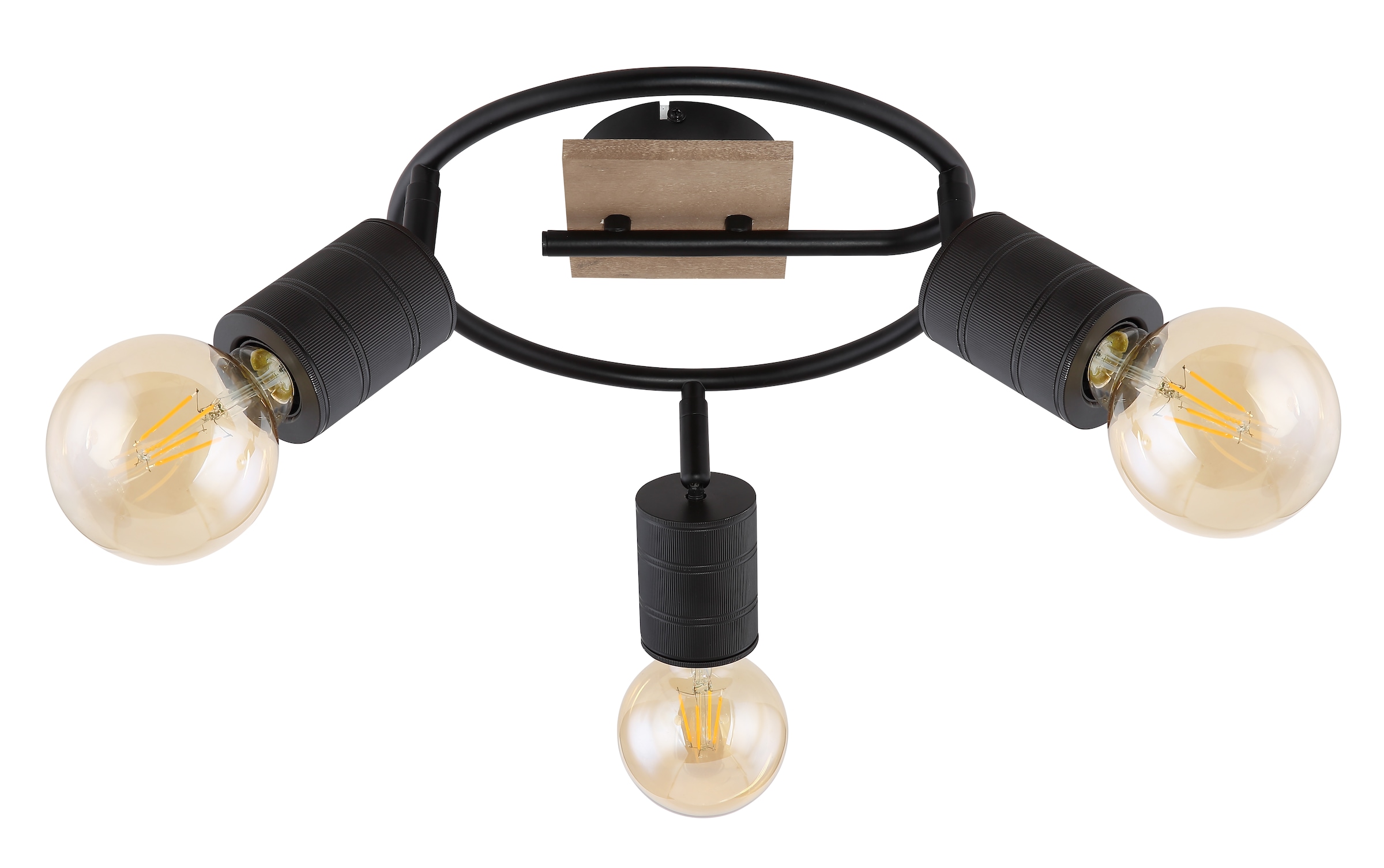 GLOBO LIGHTING Deckenstrahler »JOSELLA«, Leuchtmittel E27 | ohne Leuchtmittel, Deckenspot/Holz/schwarz/ø: 290mm/Flur/Wohnzimmer