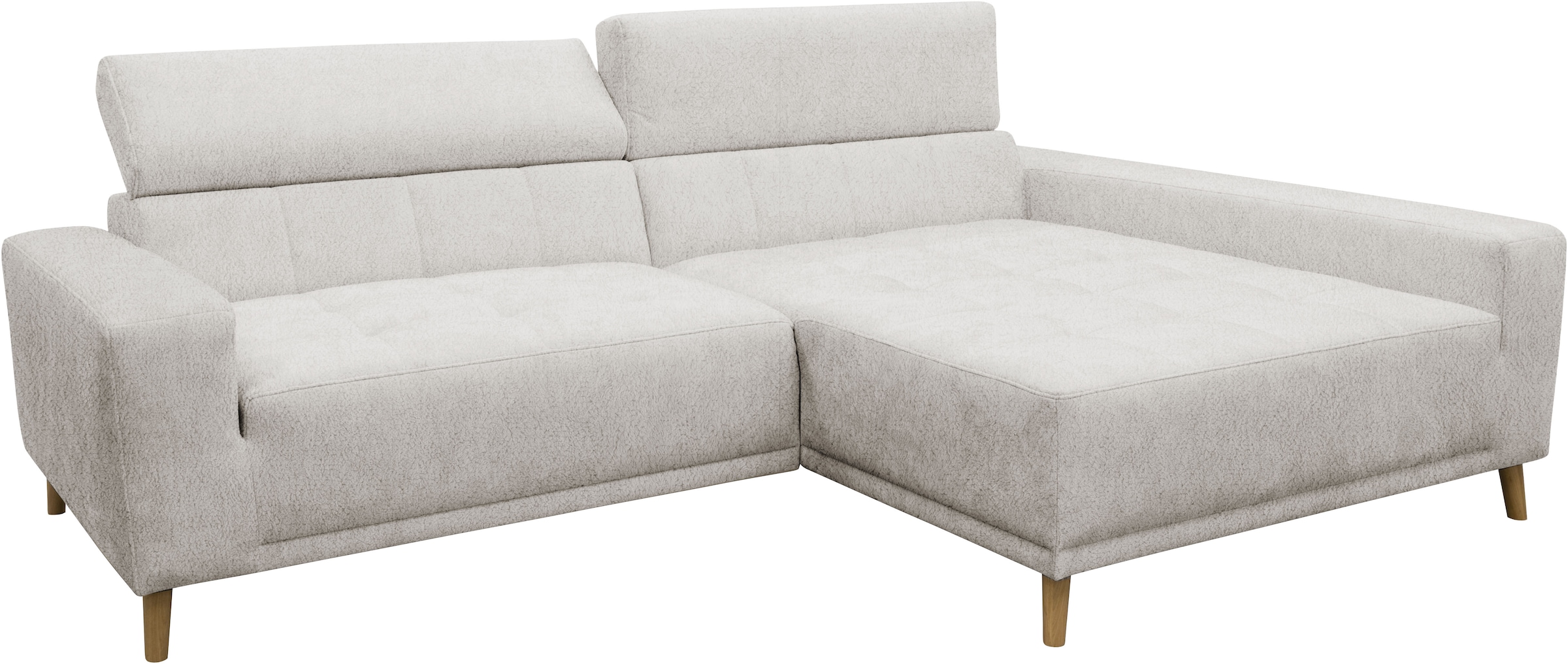 OTTO home Ecksofa »Greevy 248 x 172 cm mit Steppungen, für gängige Saugroboter geeignet« Kopfteile verstellbar, aus pflegeleichtem, weichem Luxus-Microfaser