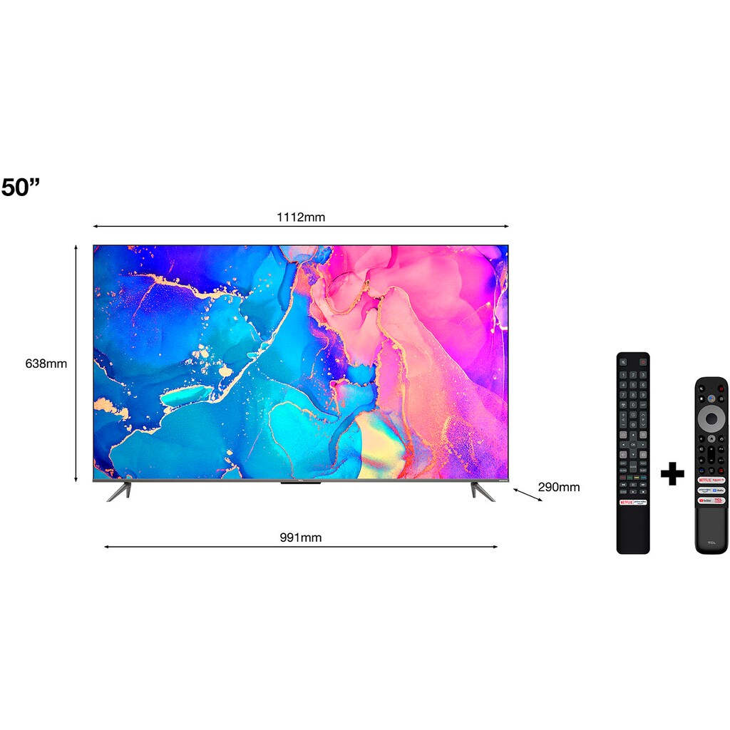 TCL QLED-Fernseher »50C631X2«, 126 cm/50 Zoll, 4K Ultra HD, Smart-TV-Google TV