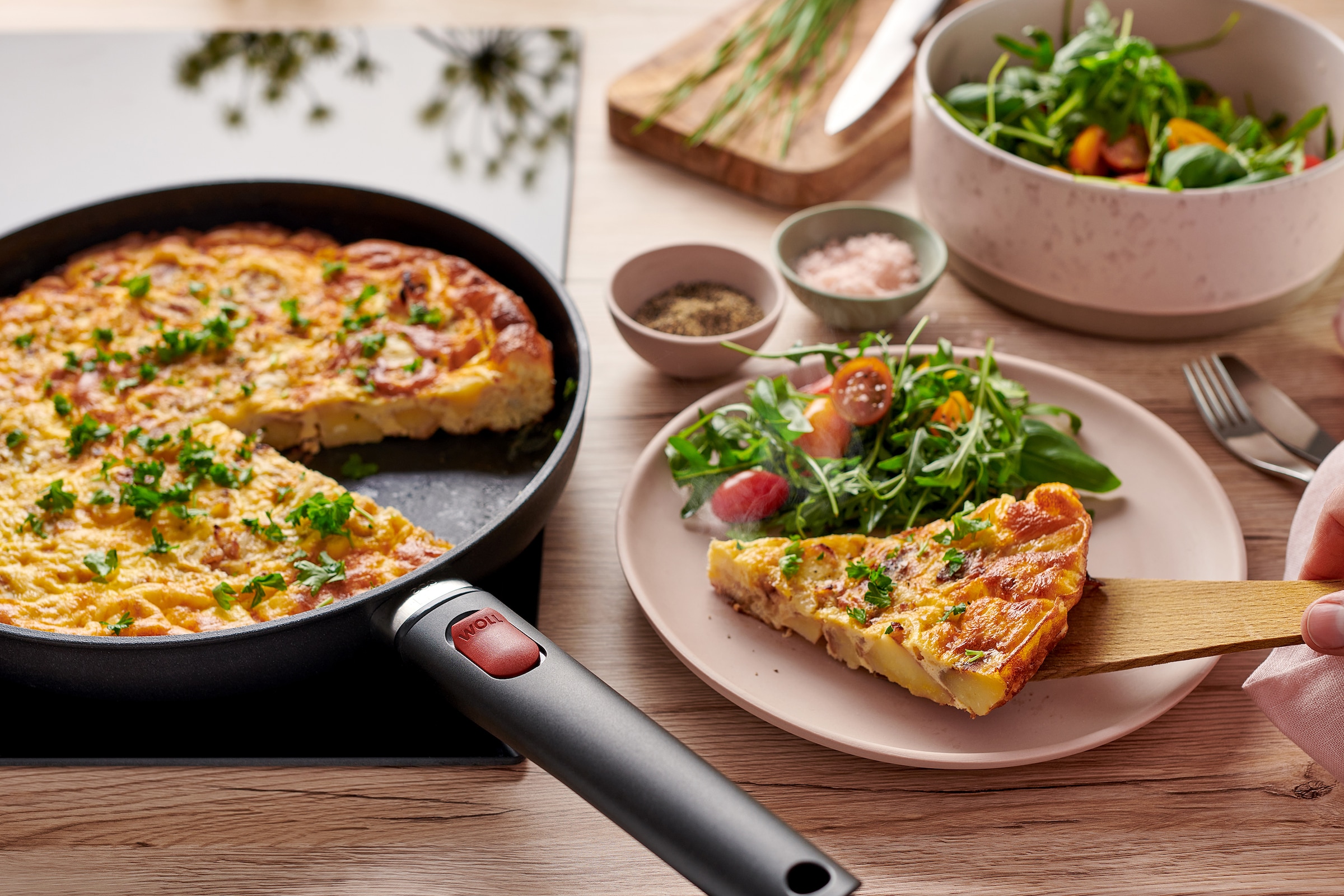WOLL MADE IN GERMANY Pfannen-Set »Eco Lite QXR« Aluminium Set, 4 Stk. tlg. Abnehmbarer Stiel, Antihaftbeschichtet