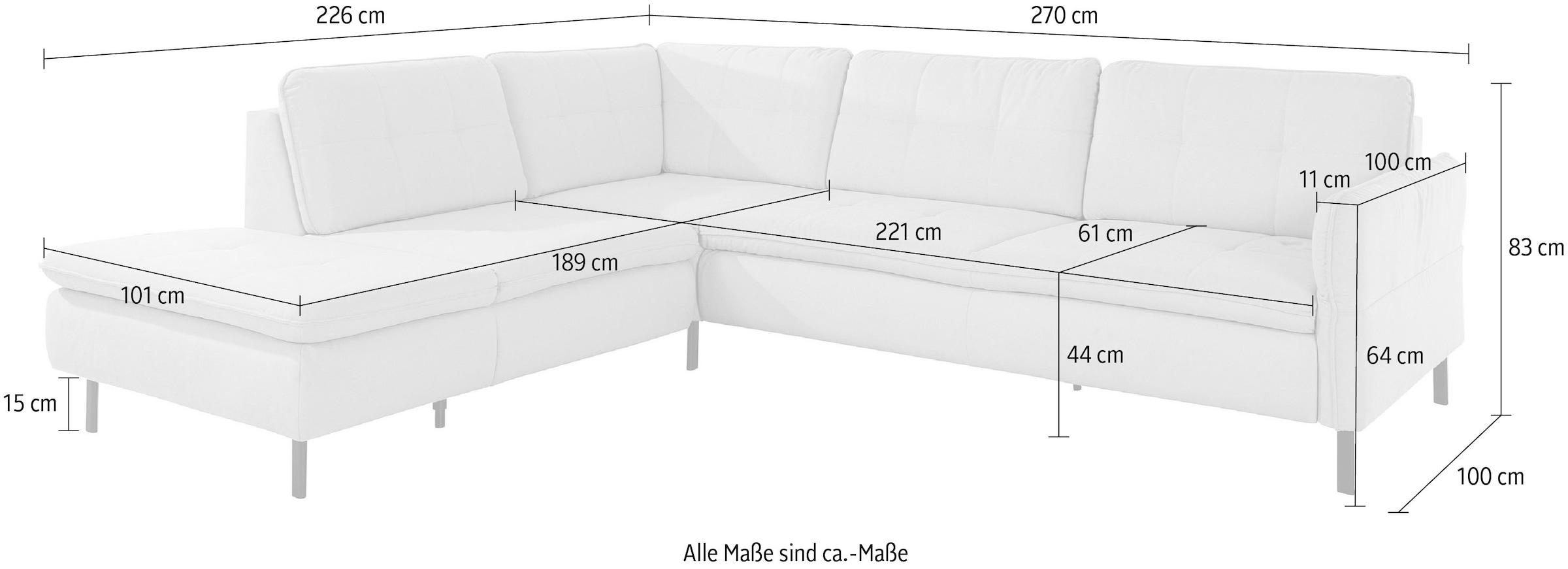 INOSIGN Ecksofa »Birkholm L-Form«, Armlehnverstellung, auch in Easy Clean Bezug - mit Wasser zu reinigen