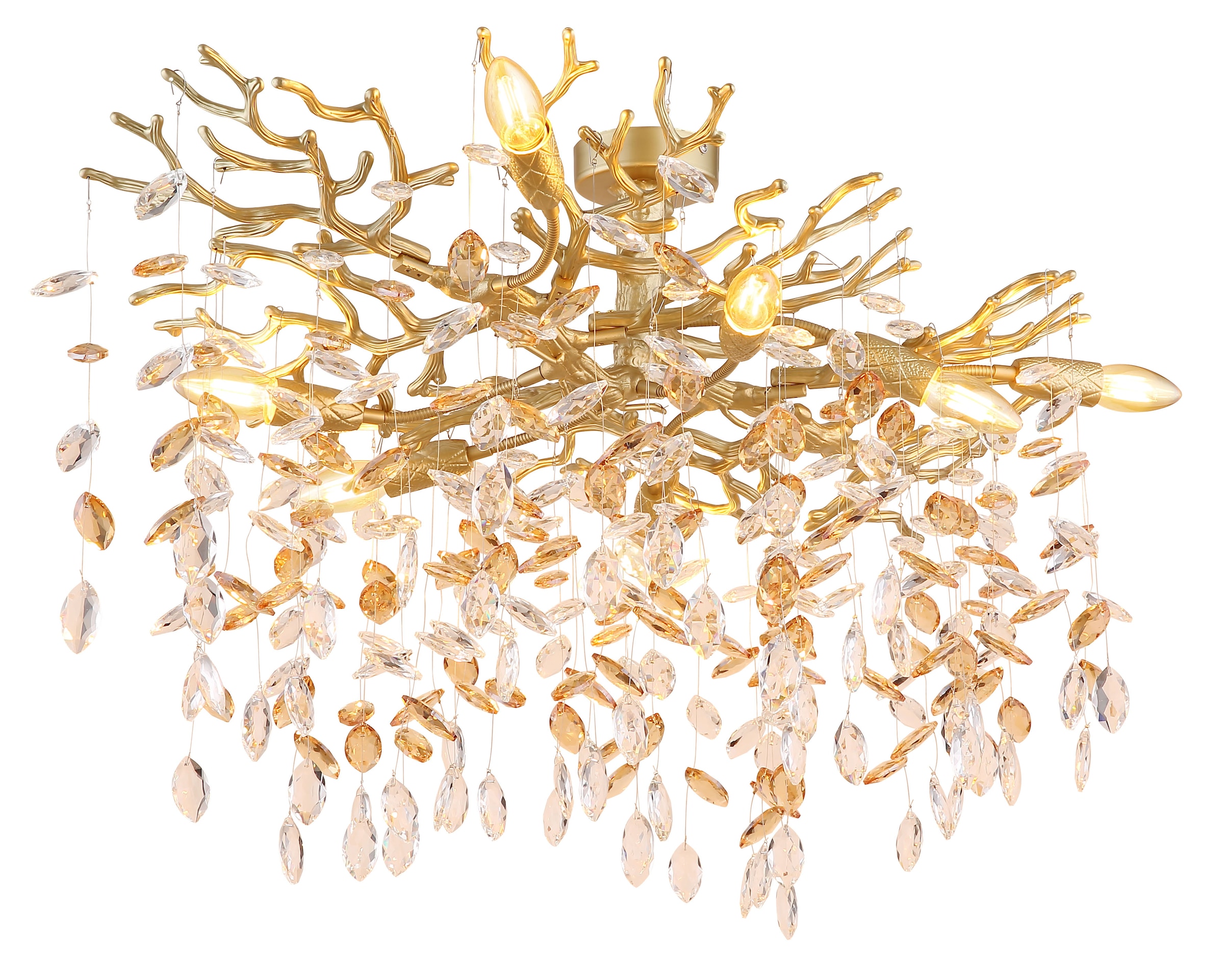 GLOBO LIGHTING Deckenleuchte »QUEENA« E14 1 Stk. Deckenleuchte gold Kristall, E14, elegant, flexibler Look