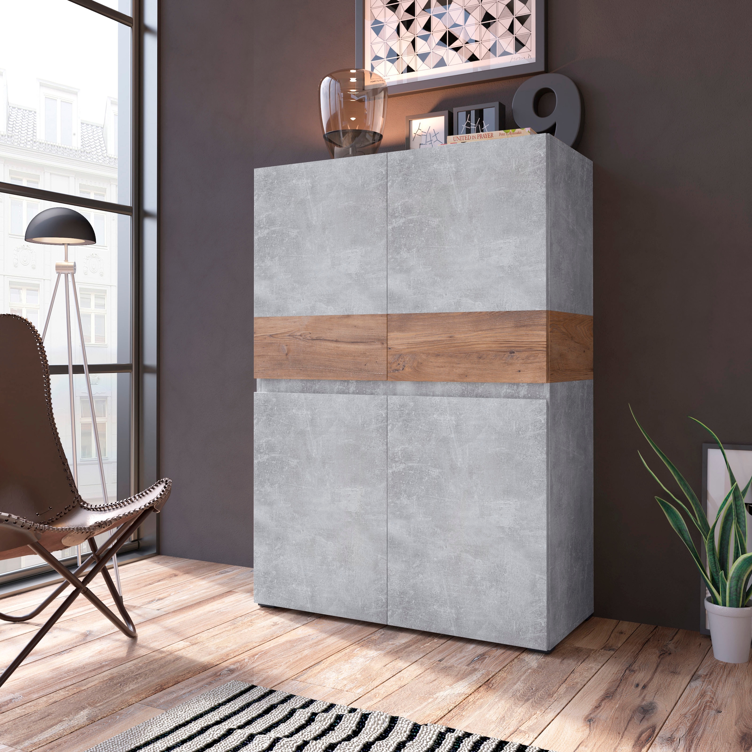 Home affaire Highboard "Rimini" Höhe 129 cm günstig online kaufen