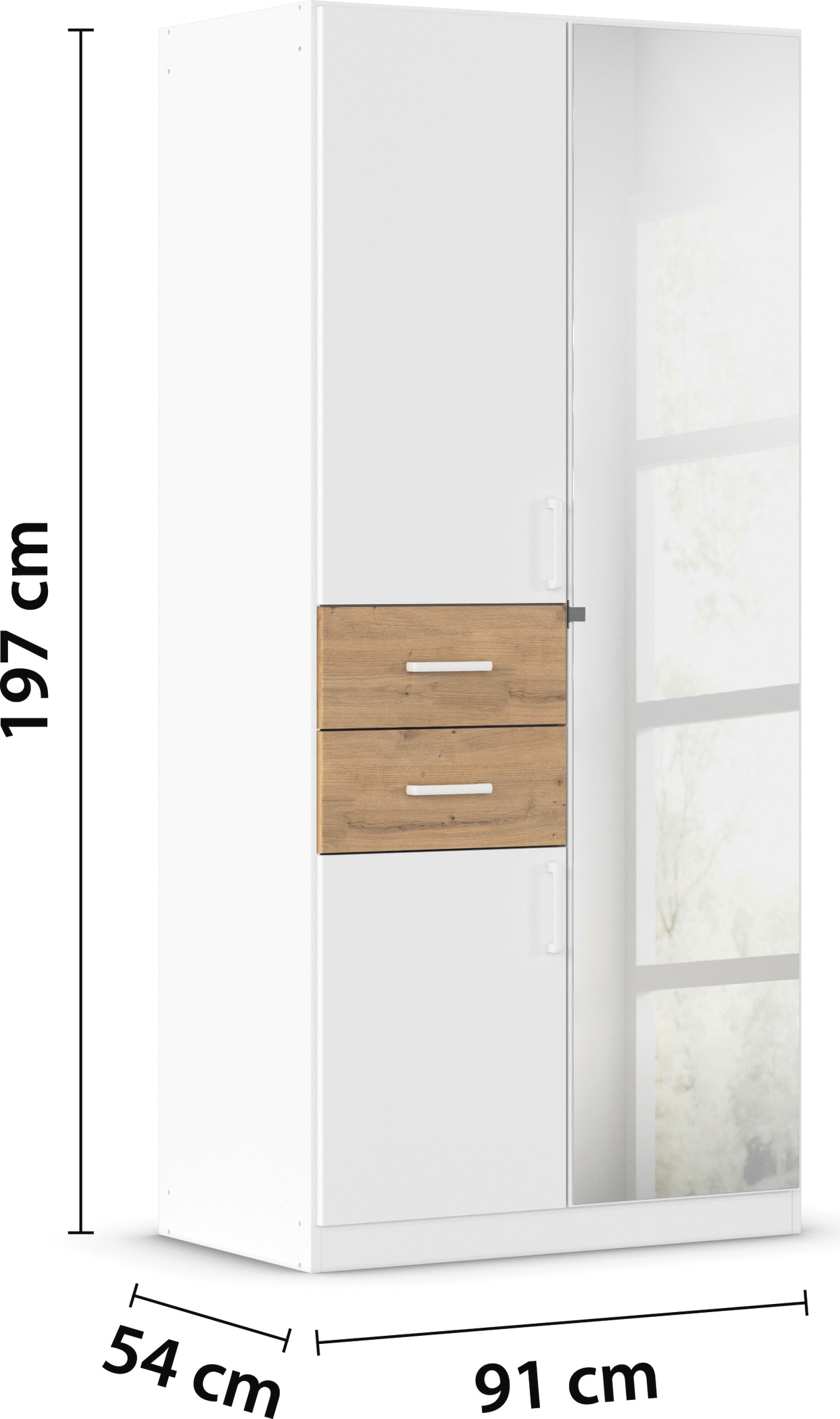 rauch Drehtürenschrank »Maika« mit Spiegel, 2 Schubladen, in verschiedenen Breiten, Höhen und Farben