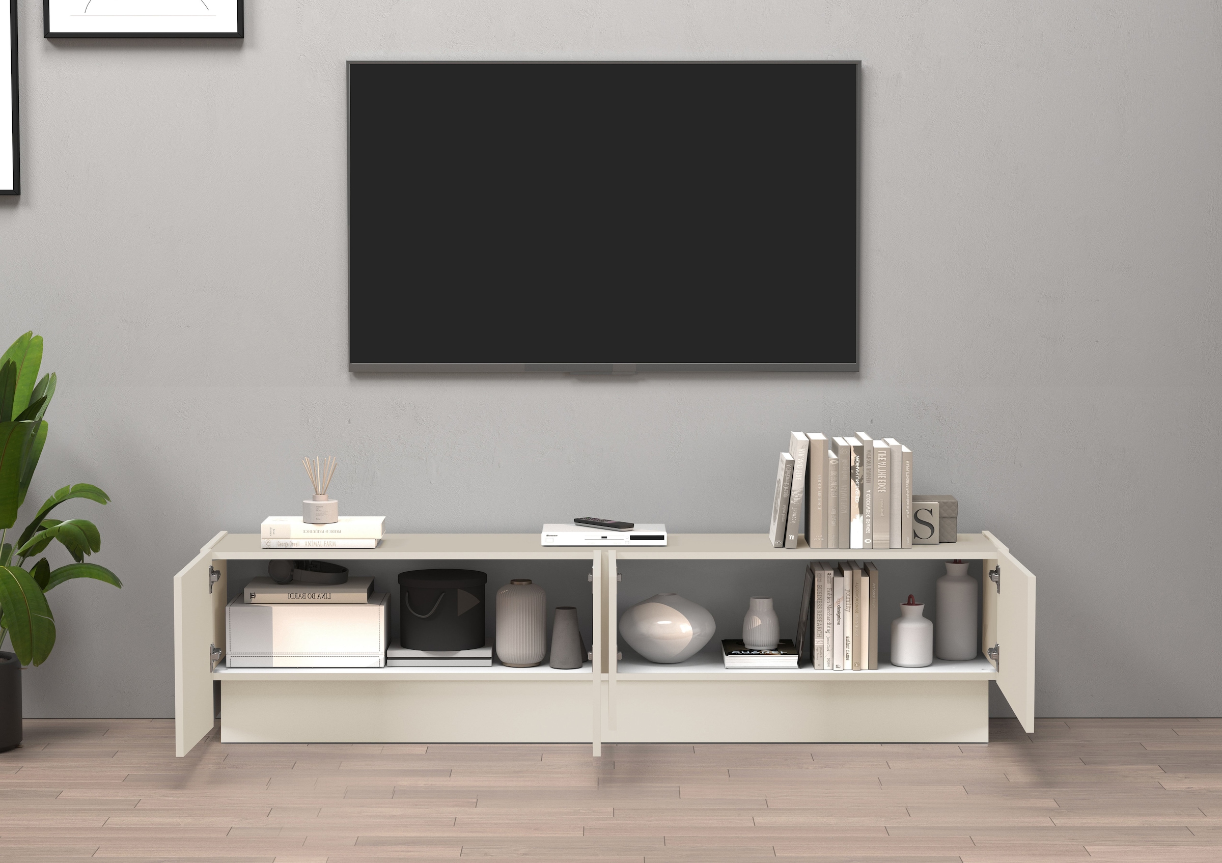 INOSIGN Lowboard »VELA, Lowboard, Breite 180 cm, Design mit schrägen Türen«, (1 St.), Made in Italy, Maße-B/T/H: 180x35x45, Lowboard, TV-Board, TV-Kommode