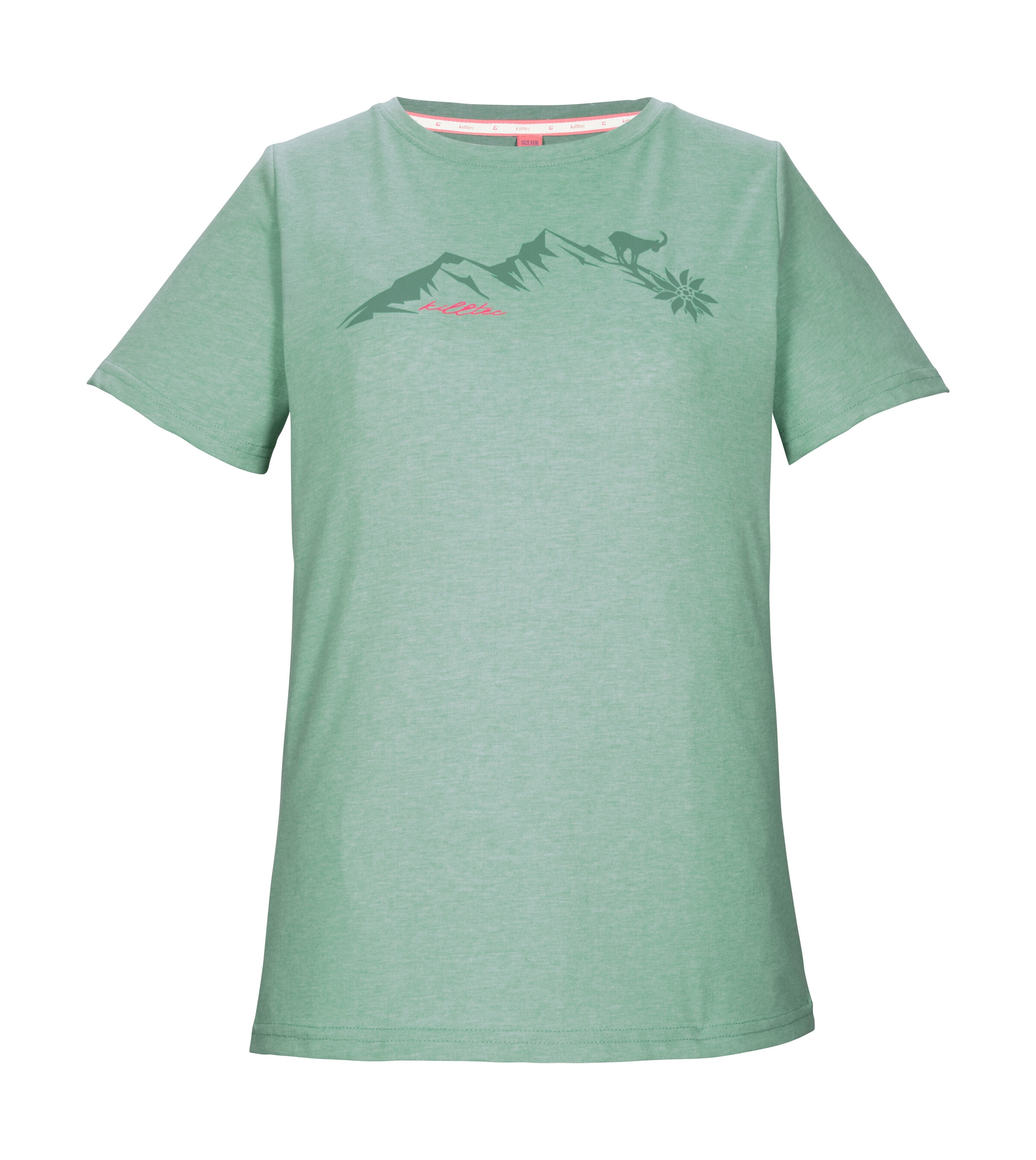 Killtec T-Shirt "KOS 194 WMN TSHRT" Vielseitiges Damen T-Shirt mit Melange-Optik und Bergprint
