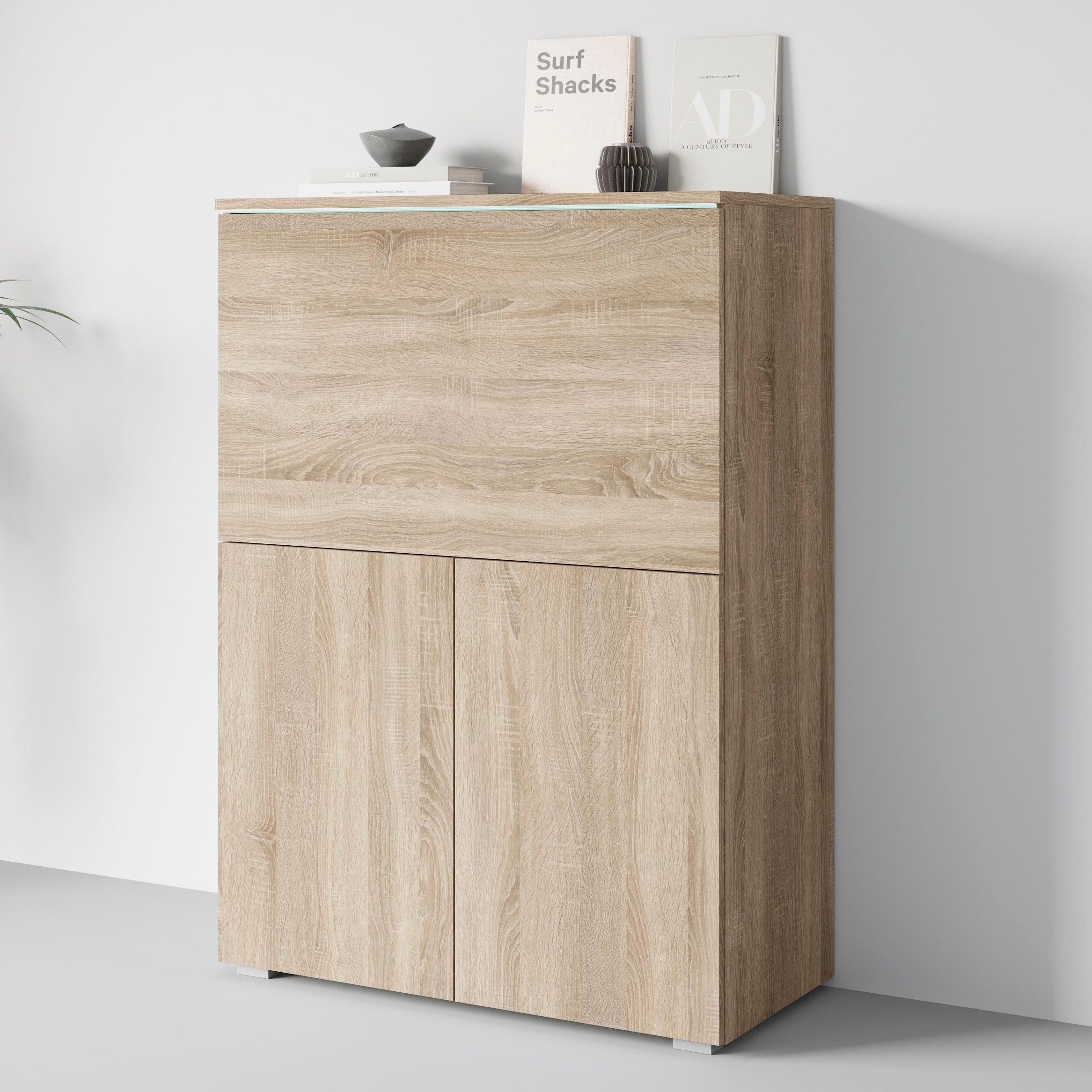 Home affaire PC-Schrank »Vera, Sekretär, Home-Office-Schreibtisch mit LED-Beleuchtung« 1 Stk. tlg. Multifunktional mit Stauraum, klappbare Tischfläche, LED, B 90 cm