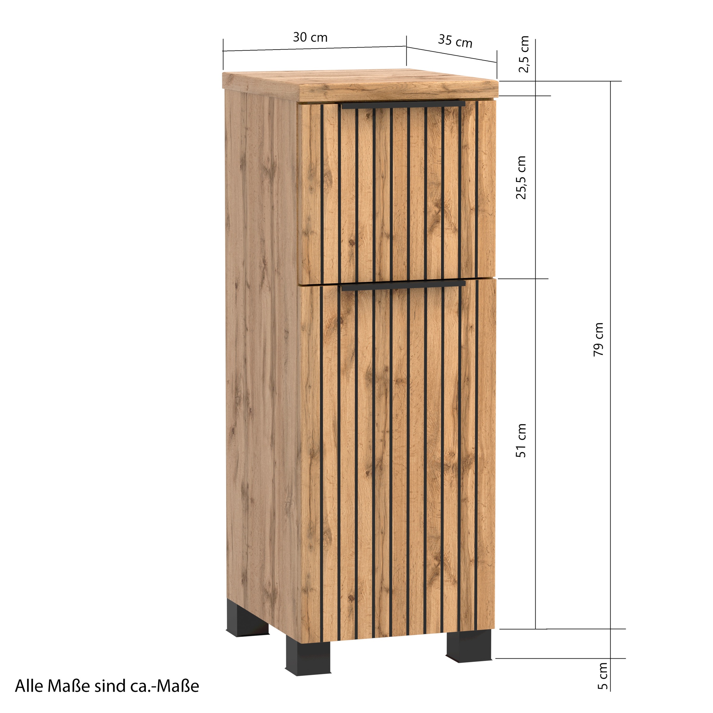 welltime Unterschrank, Welltime, Breite 30 cm, reversibel, 1 Tür, 1 Auszug
