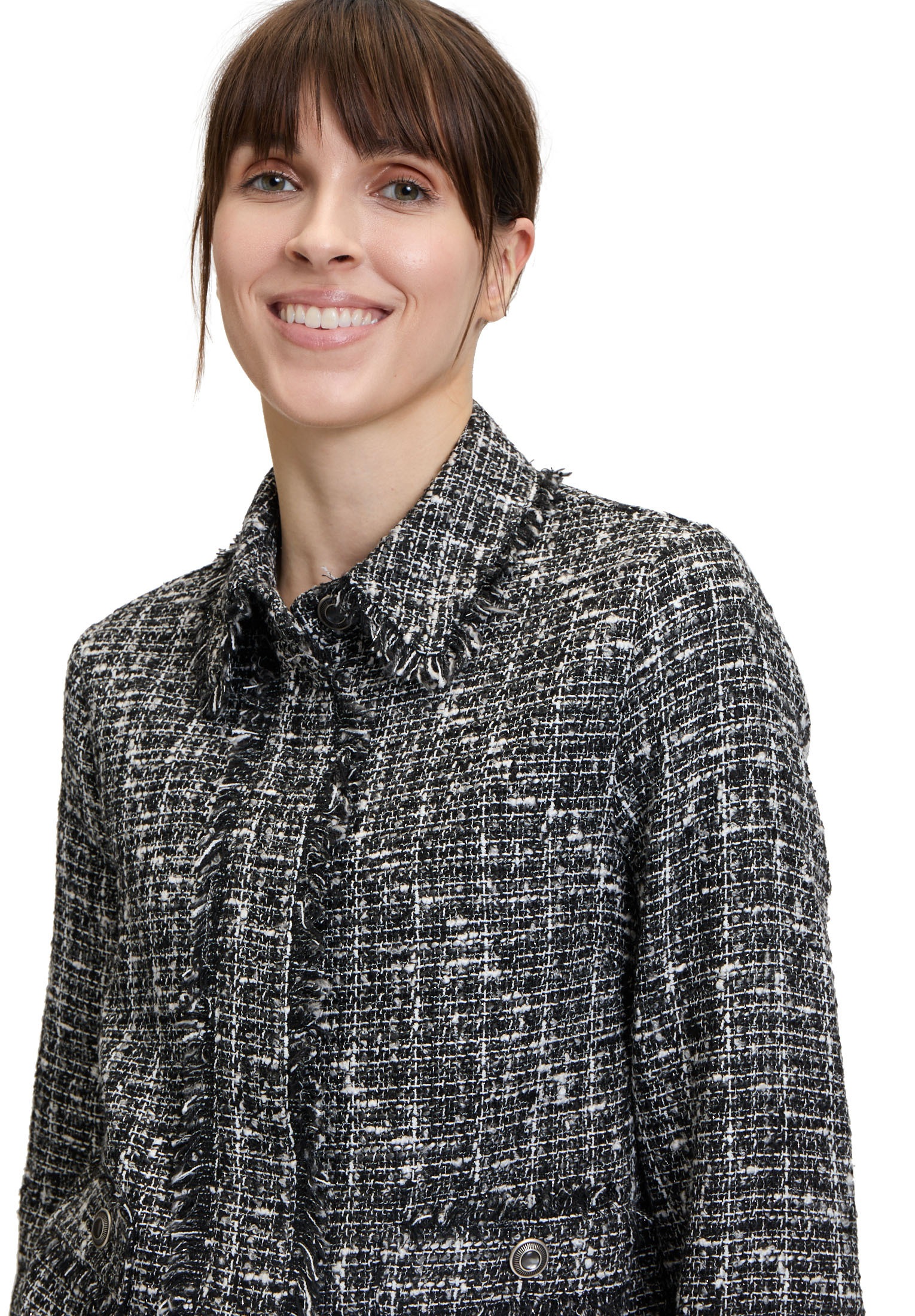 Cartoon Jackenblazer »Cartoon Damen Tweedblazer mit Fransen«, Material