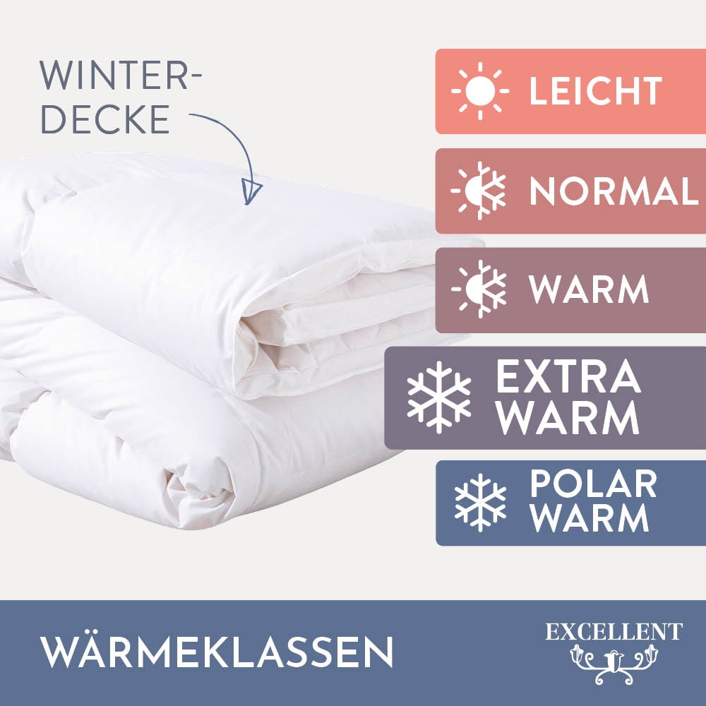 Excellent Daunenbettdecke + 3-Kammer-Kopfkissen »Davos«, Bettdecken-Set mit Kopfkissen, Bettdecke 135x200 und 155x220 cm