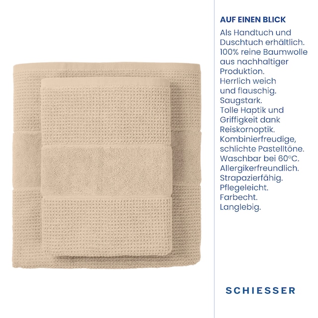 Schiesser Handtücher »Turin im 4er Set aus 100% Baumwolle«, (4 St.),  Reiskorn-Optik, MADE IN GREEN by OEKO-TEX®-zertifiziert | BAUR