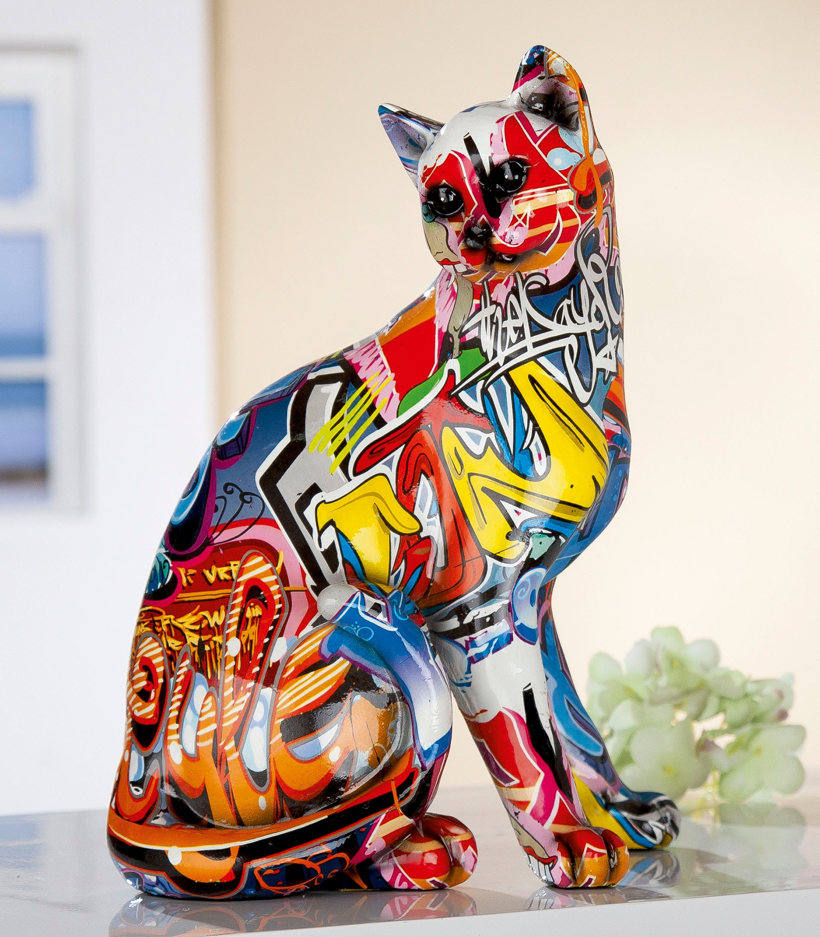 GILDE Dekofigur "Figur Pop Art Katze", Dekoobjekt, Tierfigur, Höhe 29 cm, W günstig online kaufen