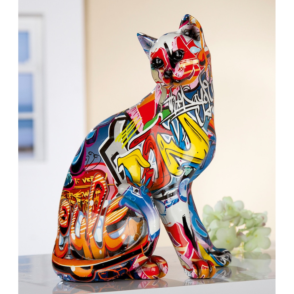 GILDE Dekofigur »Figur Pop Art Katze«, Dekoobjekt, Tierfigur, Höhe 29 cm, Wohnzimmer