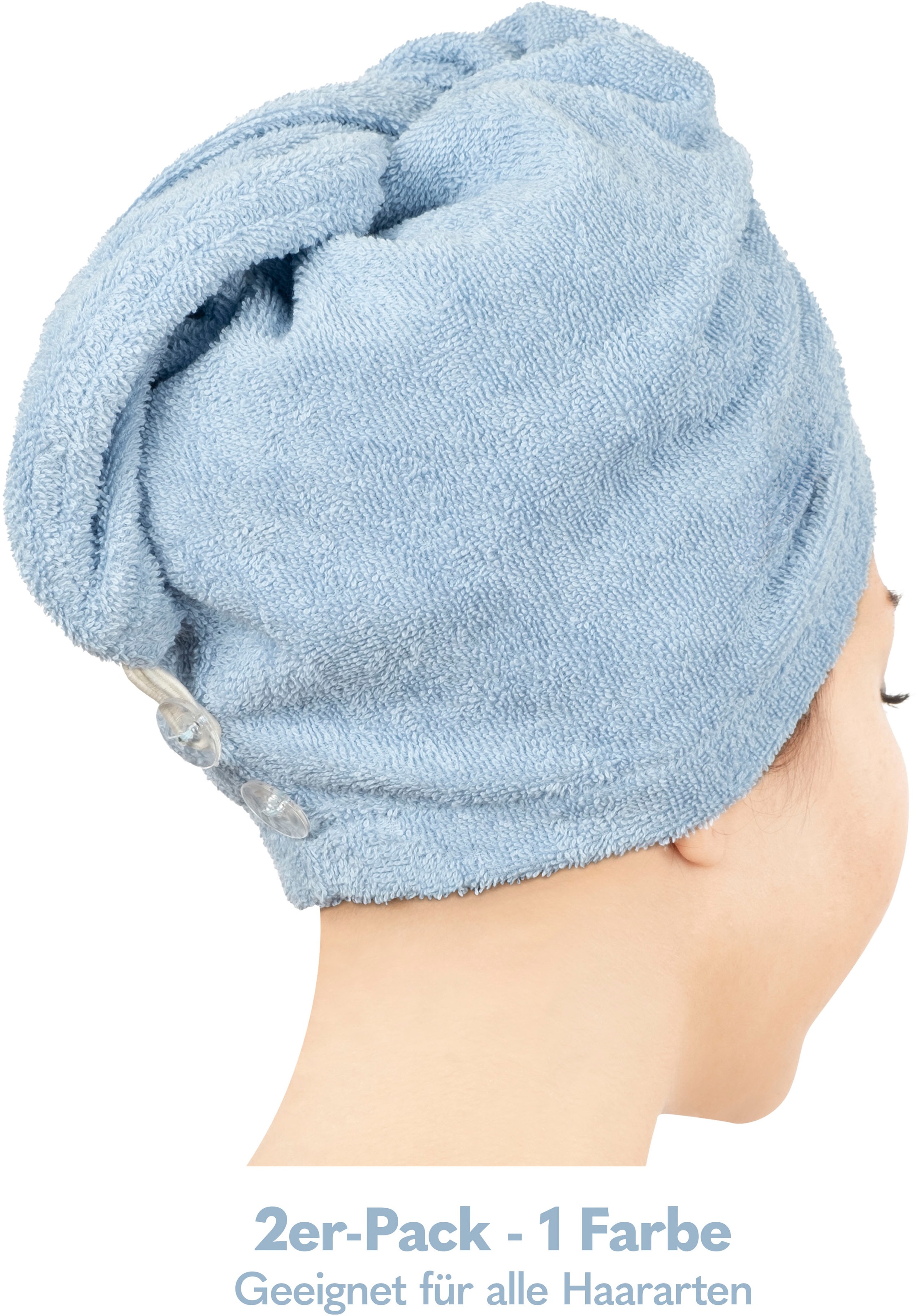 HAMMETEX Turban-Handtuch »2er Set Haarturban Damen, 100% Baumwolle, Flauschig & Schnelltrocknend«, (Set, 2 St., 2), Uni-Farben, weich